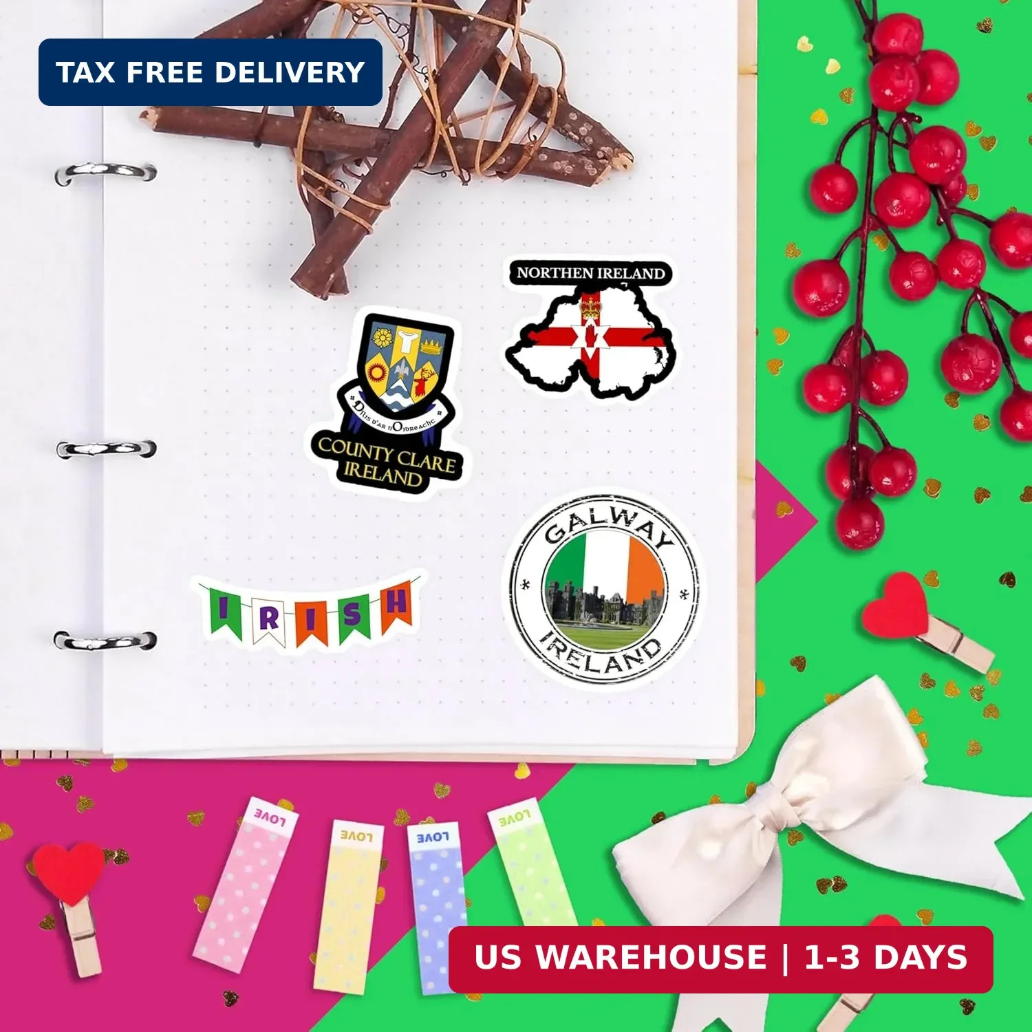 BulbaCraft Ireland Stickers, Irish Stickers for Water Bottle and Laptop – Irelan