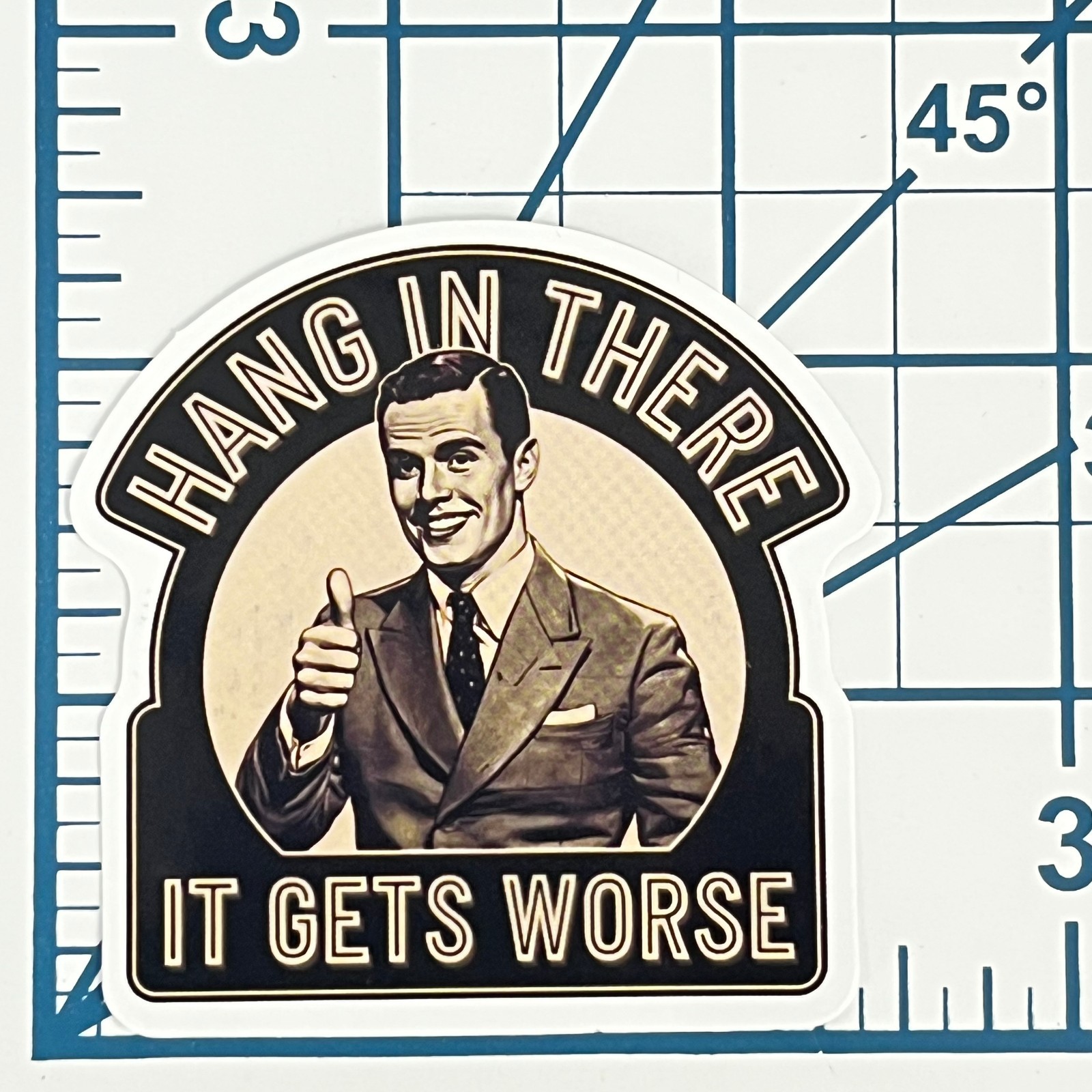 Hang In There It Gets Worse Vinyl Sticker Funny Sarcastic Retro Pulp Art Humor