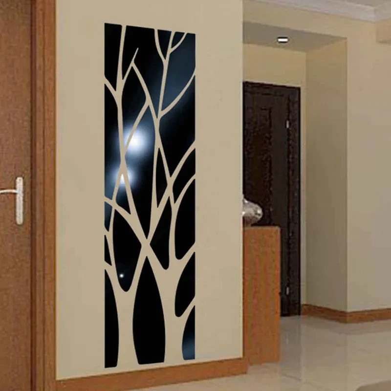 3D Acrylic Mirror Wall Sticker Tree Branch DIY Home Decor Living Room Bedroom