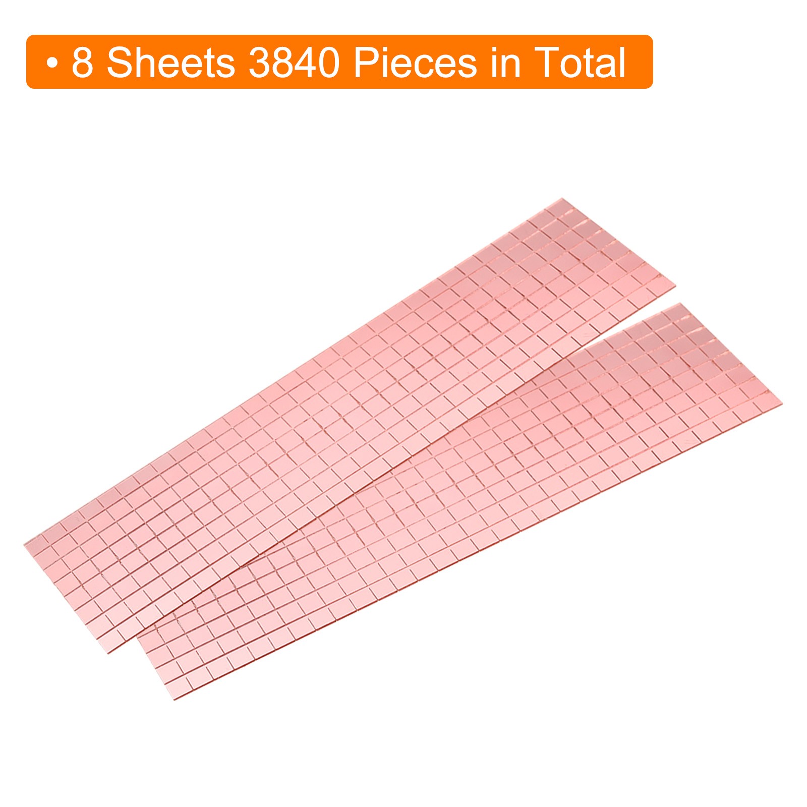 8 Sheet 3840Pcs 5x5mm Self Adhesive Mirror Mosaic Tiles Sticker Rose Gold,