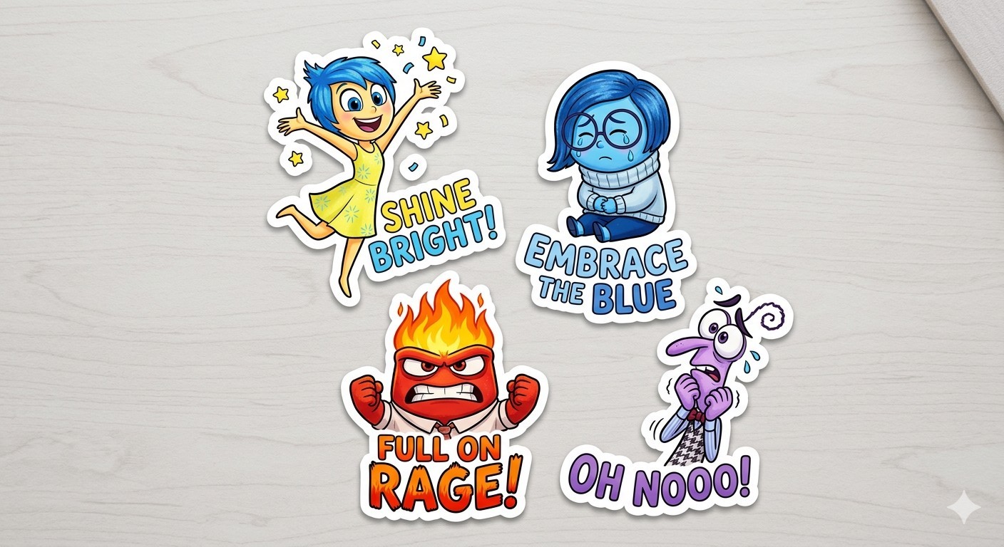 4 Pcs Inside Out Decal Sticker Phone Laptop