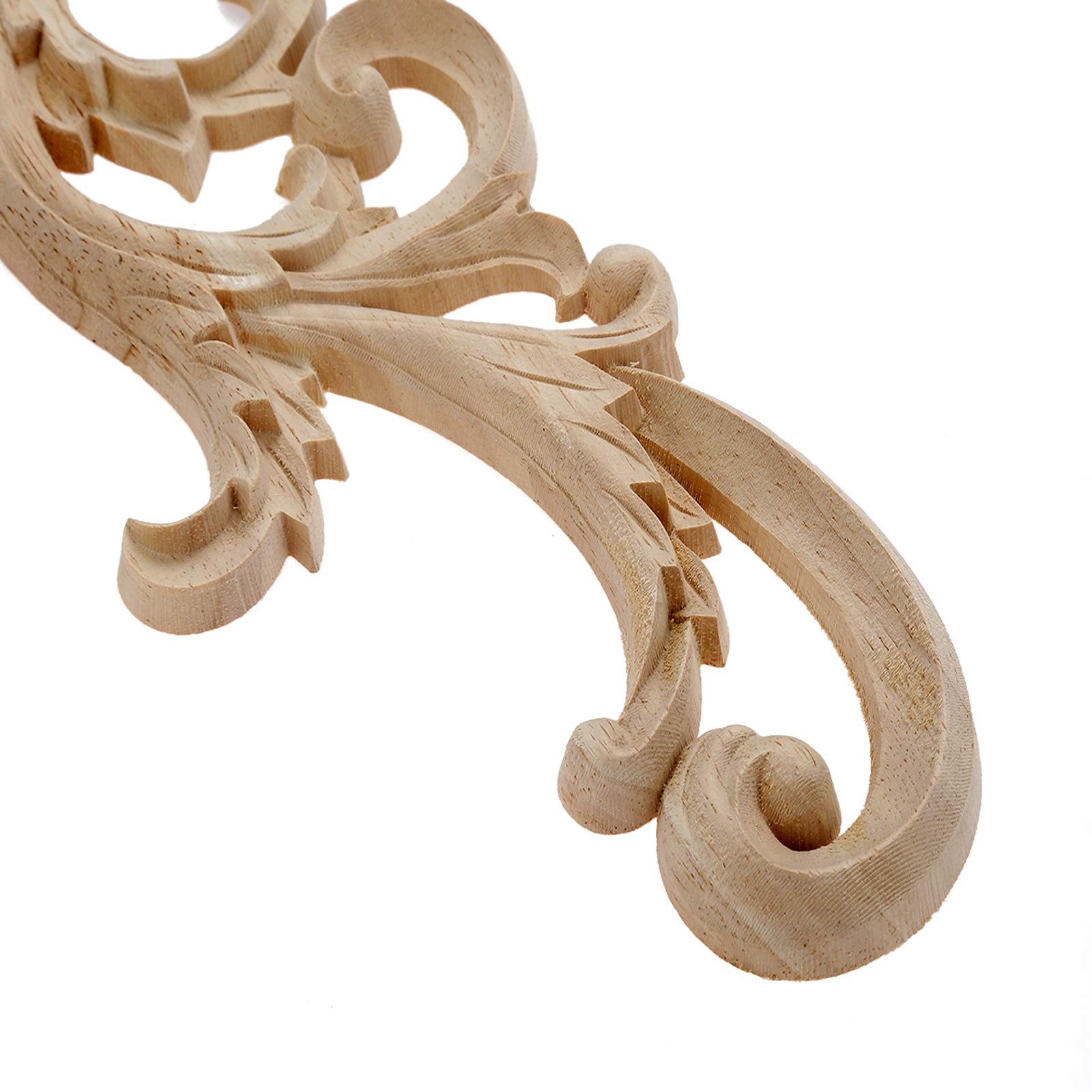2-Pair Clear Carved Wood Appliques Onlay, 24x12cm/9.45×4.72inch, Door Decorat…
