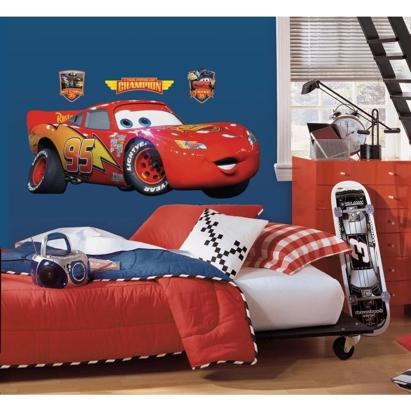 Lightning McQueen Wall Decal Peel & Stick Removable Kids Room Decor 4 Pieces New