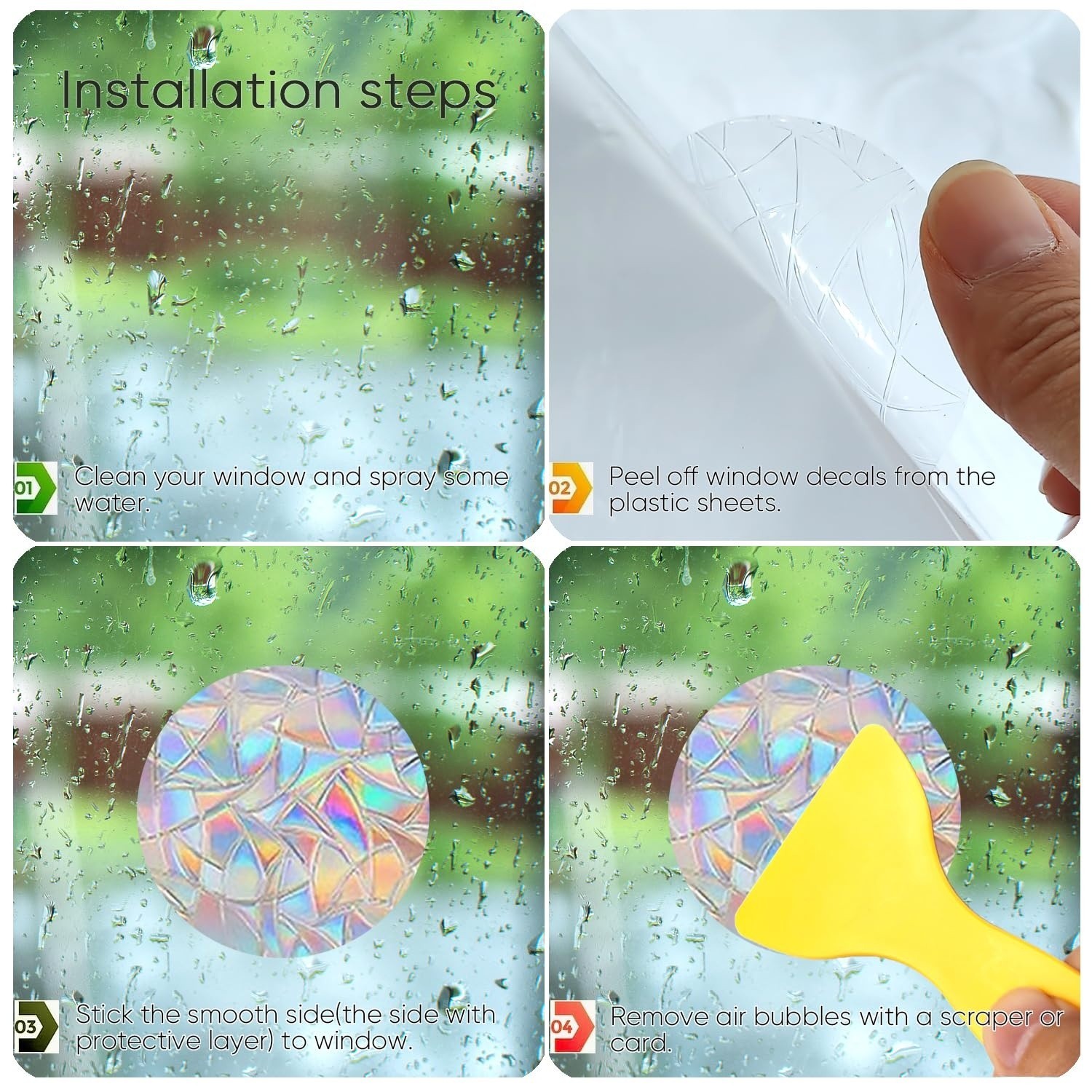 162 Pcs Prism Window Clings Anti-Collision Static Decals Rainbow Maker Birds
