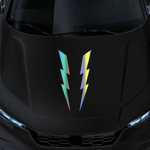 1 Pair Lightning Bolt Decal Vinyl Sticker – 1.57"x7.87", Auto Holographic