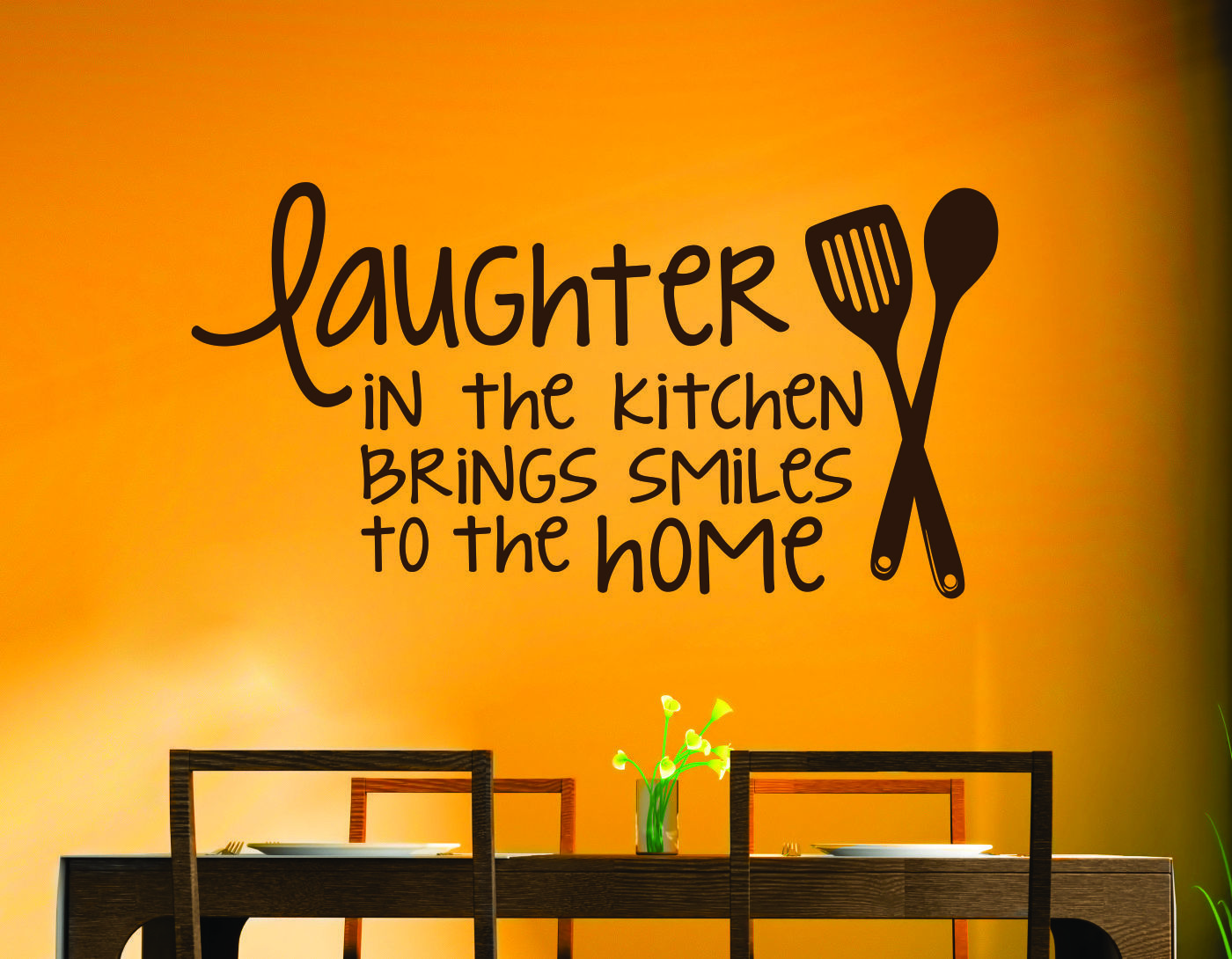Laughter in the Kitchen Brings Smiles Vinyl Stickers Wall Decals Quote NEW 23×12