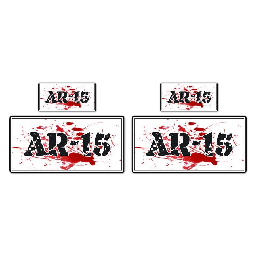 AR-15 Bloody Ammo Box Set, Vinyl Decal Sticker, 2@ 1"x2" & 2@ 2"x4", #8471
