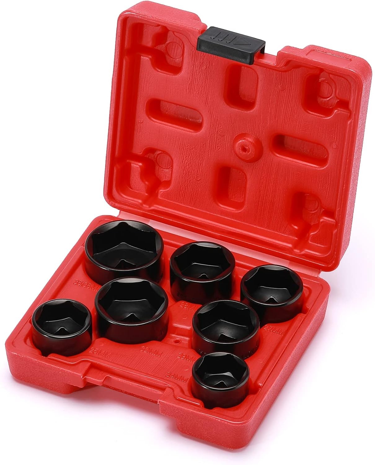 7 Pieces 3/8" Drive Low Profile Oil Filter Socket Set, 24mm, 25mm, 27mm, 28mm, 2