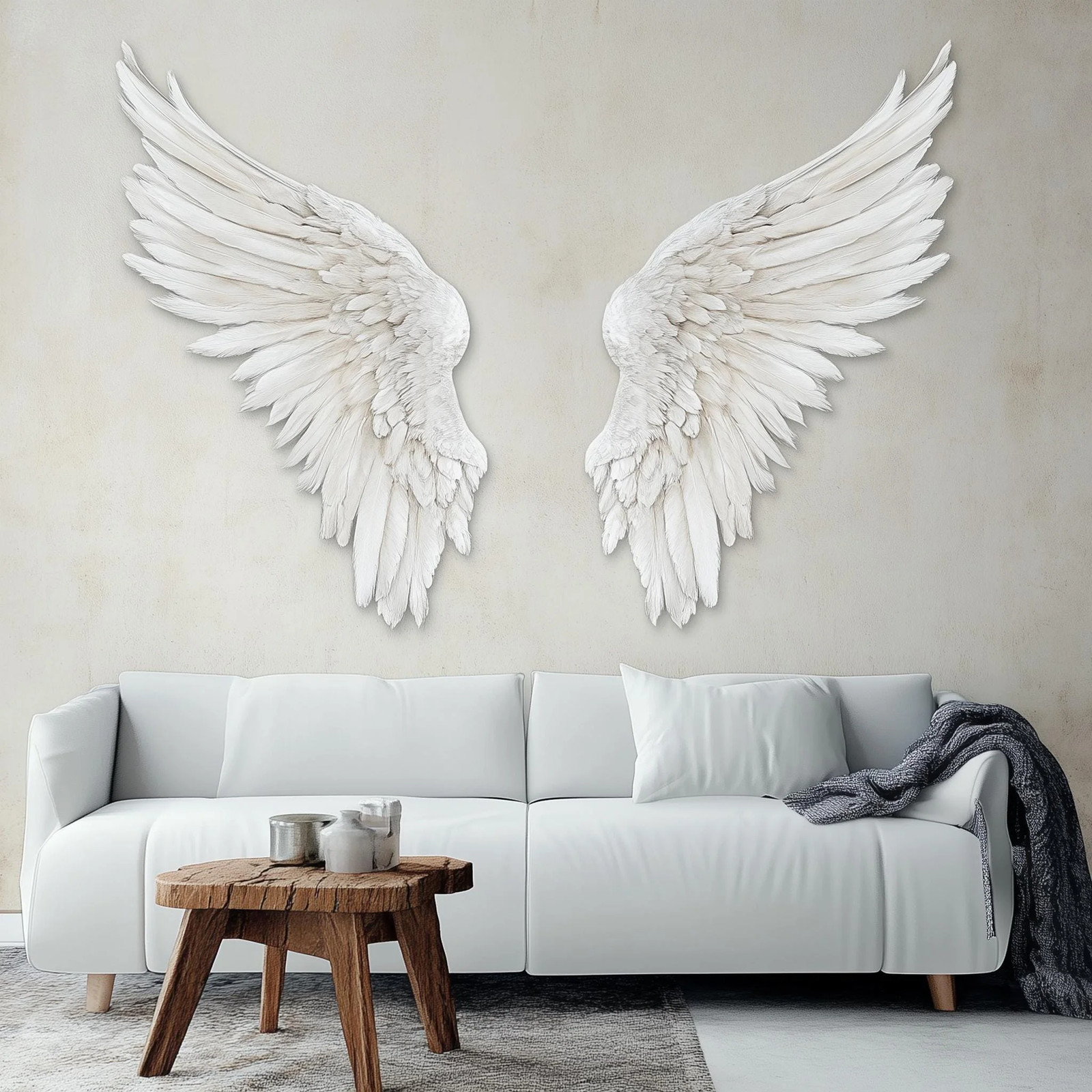 3D Angel Wings Wall Decal | Large Feathered Wings Wall Sticker Living Room