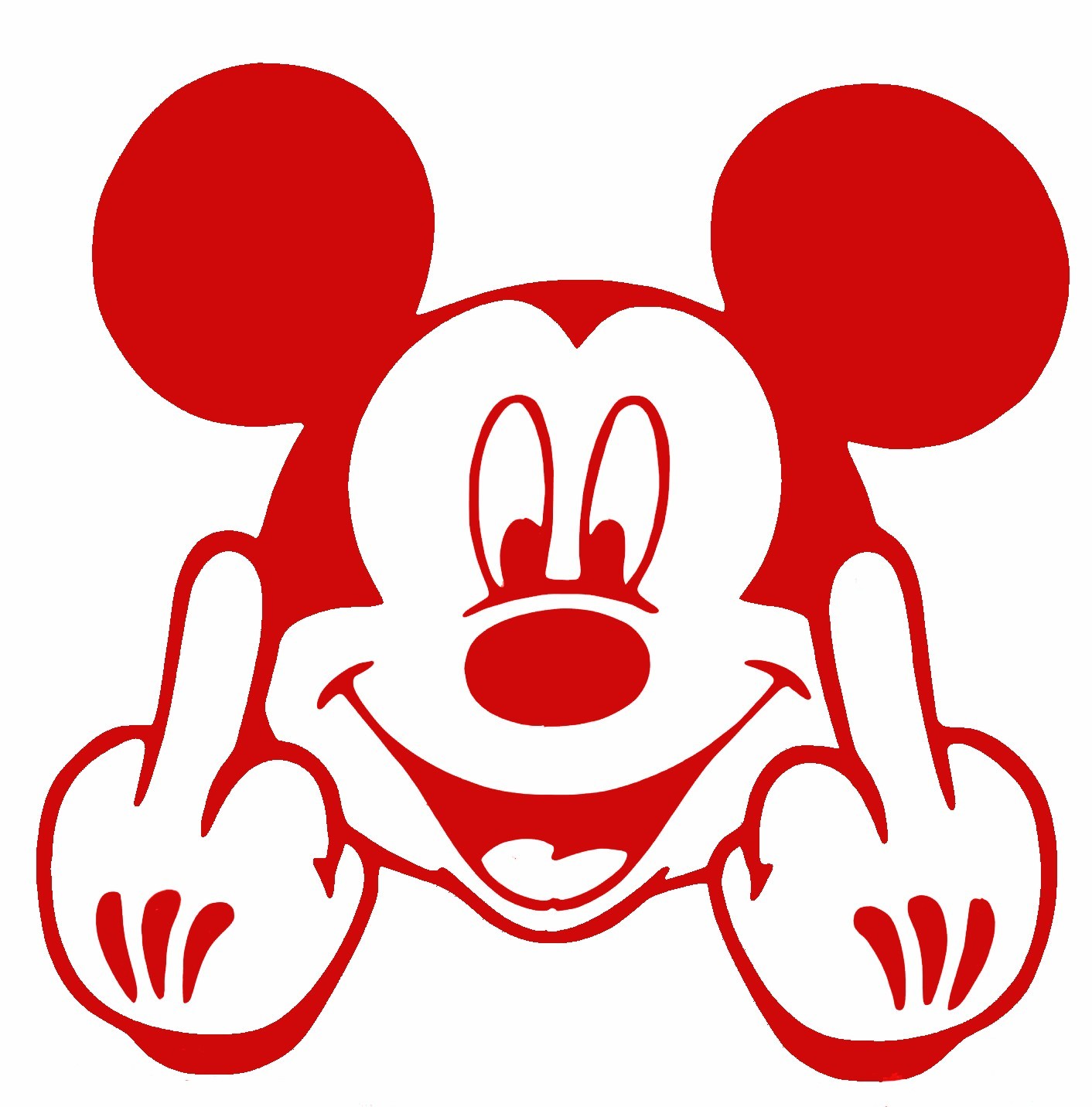 ANGRY MICKEY 5inch car window laptop sticker mickey gives the double finger, fun