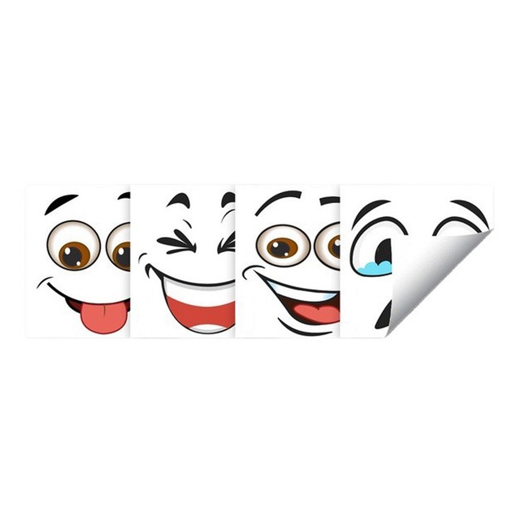 Fun Emoticon Vinyl Stickers for Wheelie Bins 15×32 Inch For Trash Can Decor