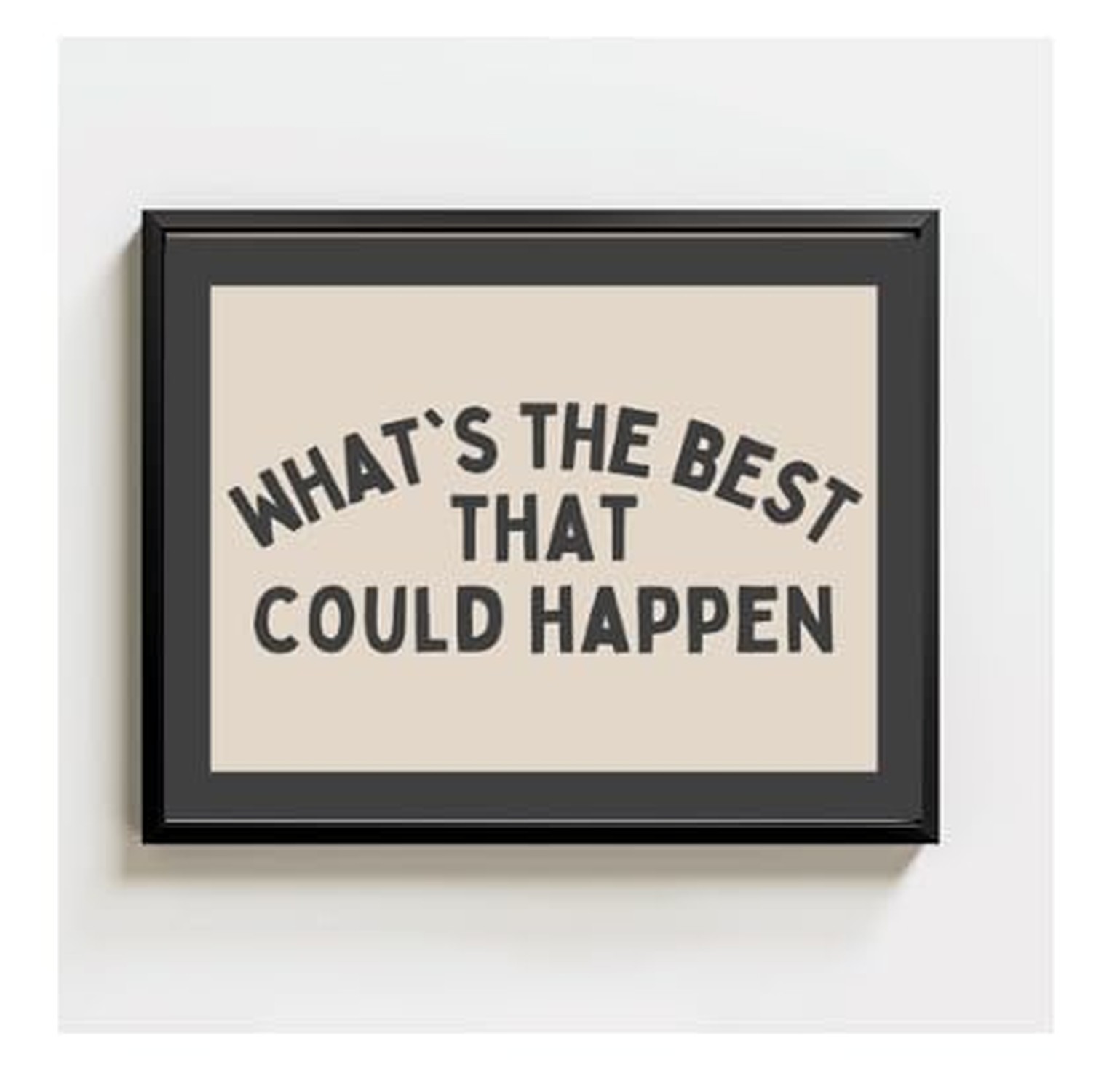 What's The Best That Could Happen Quote, Inspirational Wall Art Set, Black Fr…
