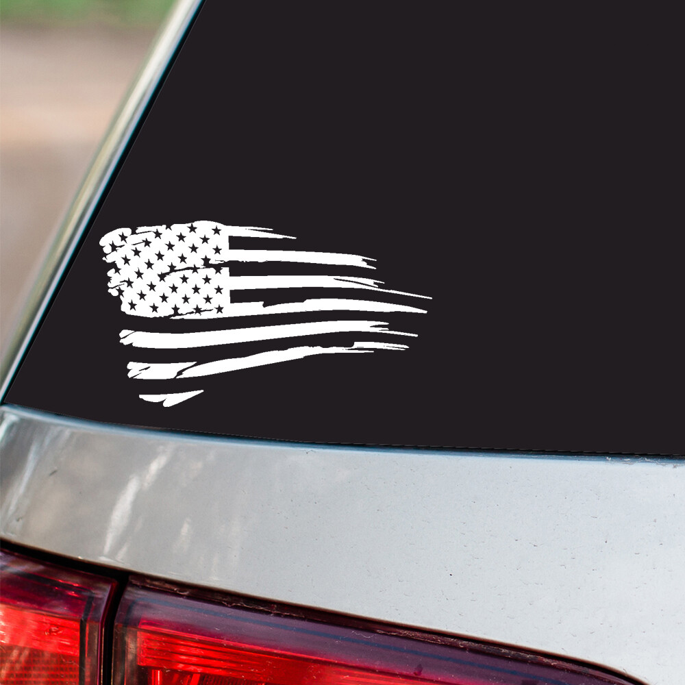 American Flag Sticker US Flag Patriotic S2 all chrome and regular vinyl colors