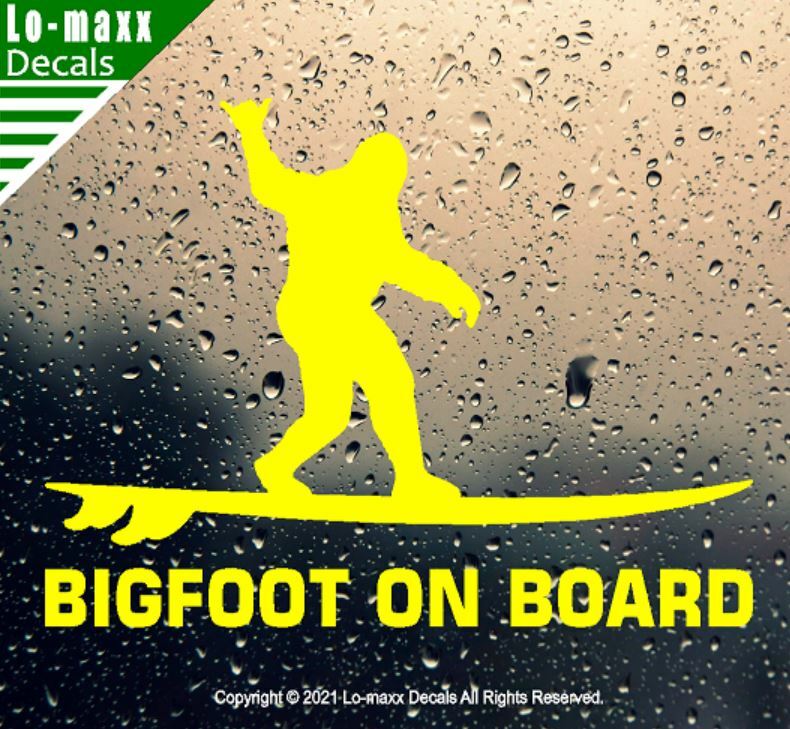 Bigfoot On Board Hang Loose Shaka Surfer Superior Quality Die Cut Vinyl Decal