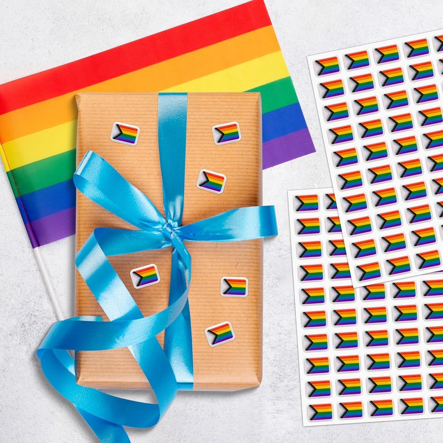 Express Your Pride with 200 Rainbow Flag Stickers – Fade Resistant Design