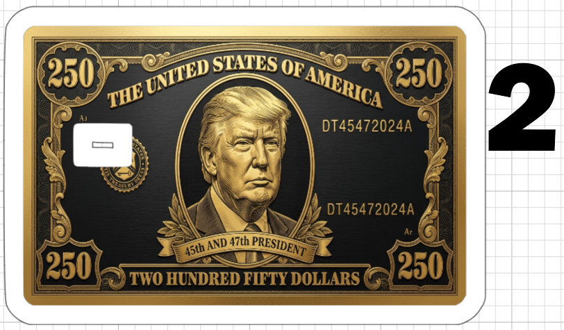 Donald Trump 250 Dollar Bill Credit ATM Debit Gift Card Skin Sticker MAGA Money