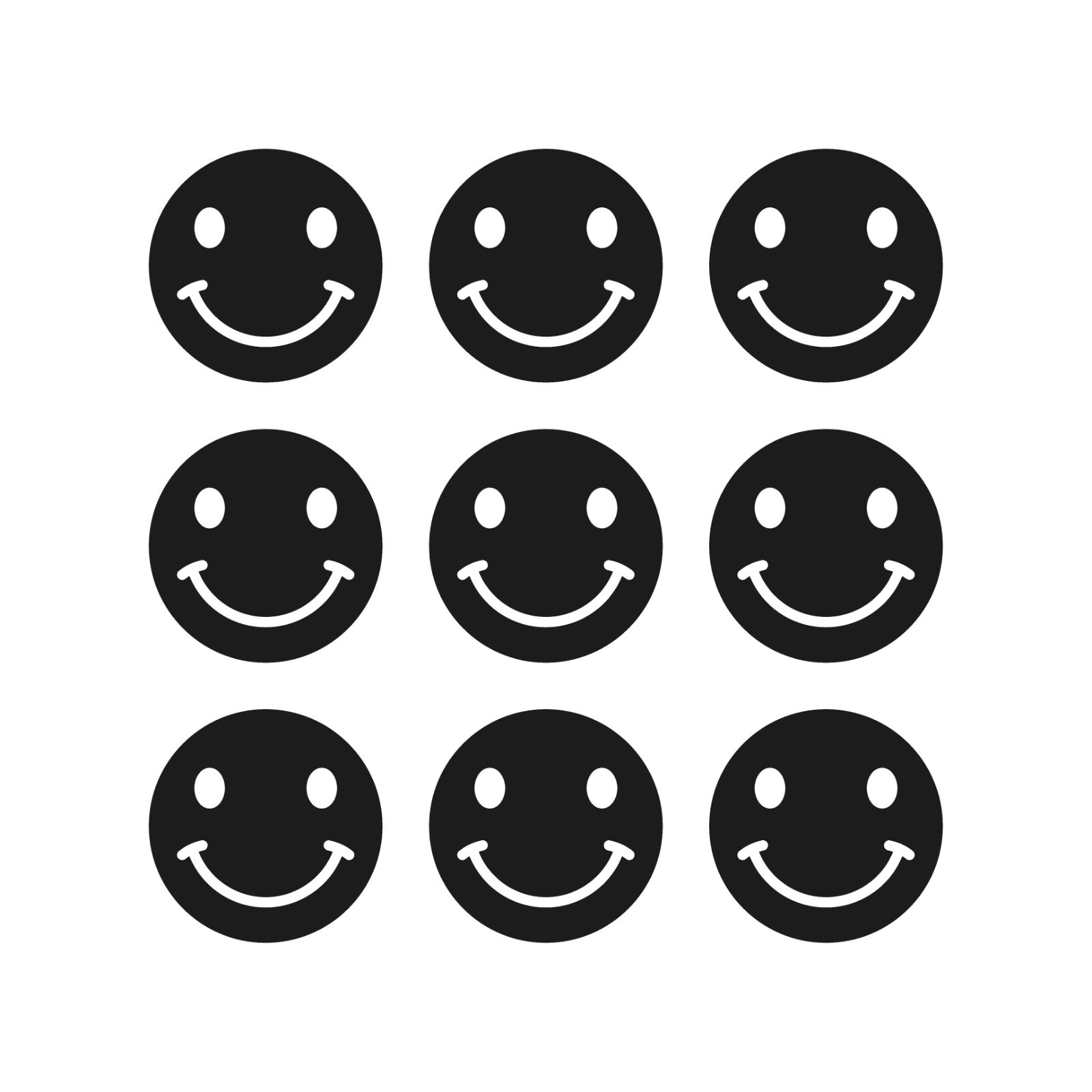 Set of 9 smiley face Vinyl happy Decal Stickers