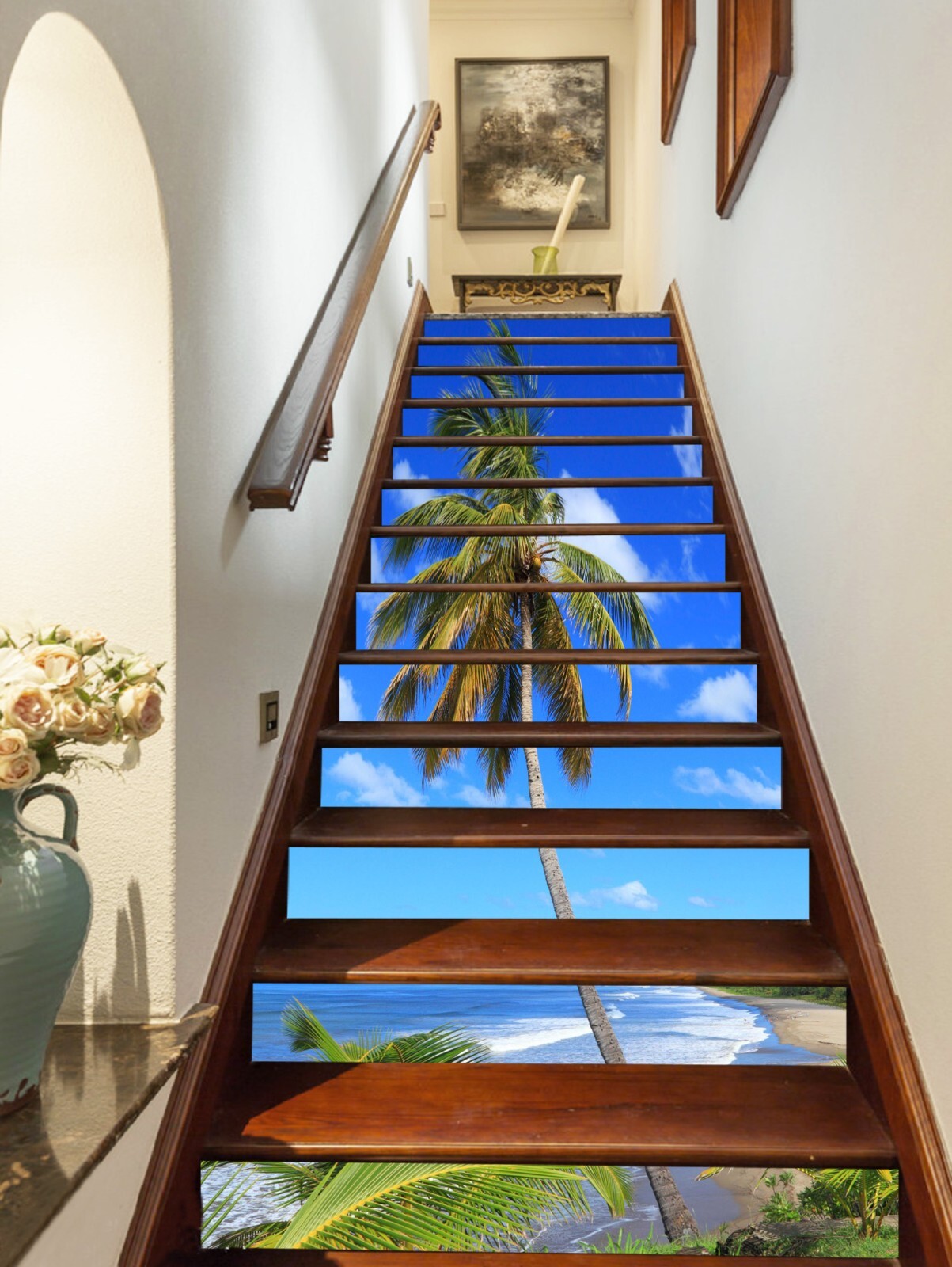3D Blue Sky Sea 410 Stair Risers Decoration Photo Mural Vinyl Decal Wallpaper