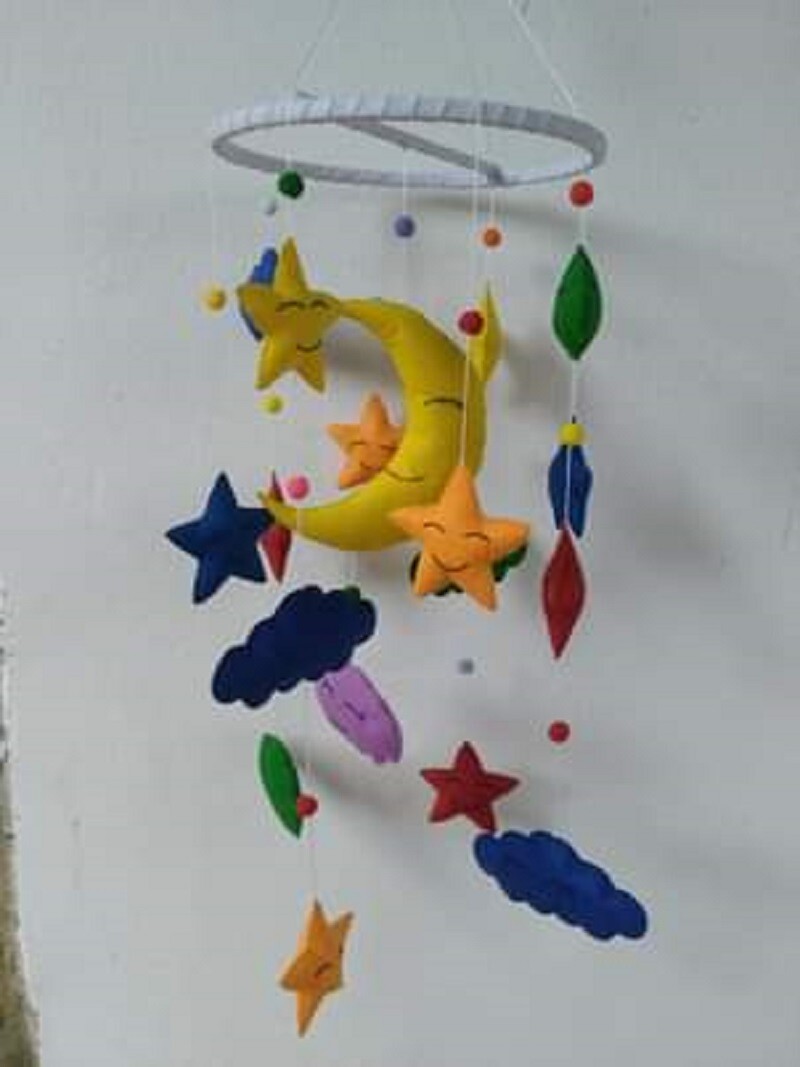 HANDMADE FELT MACRAME BABY COT MOBILE WALL HANGING BABY ROOM Nursery 3D Decorr