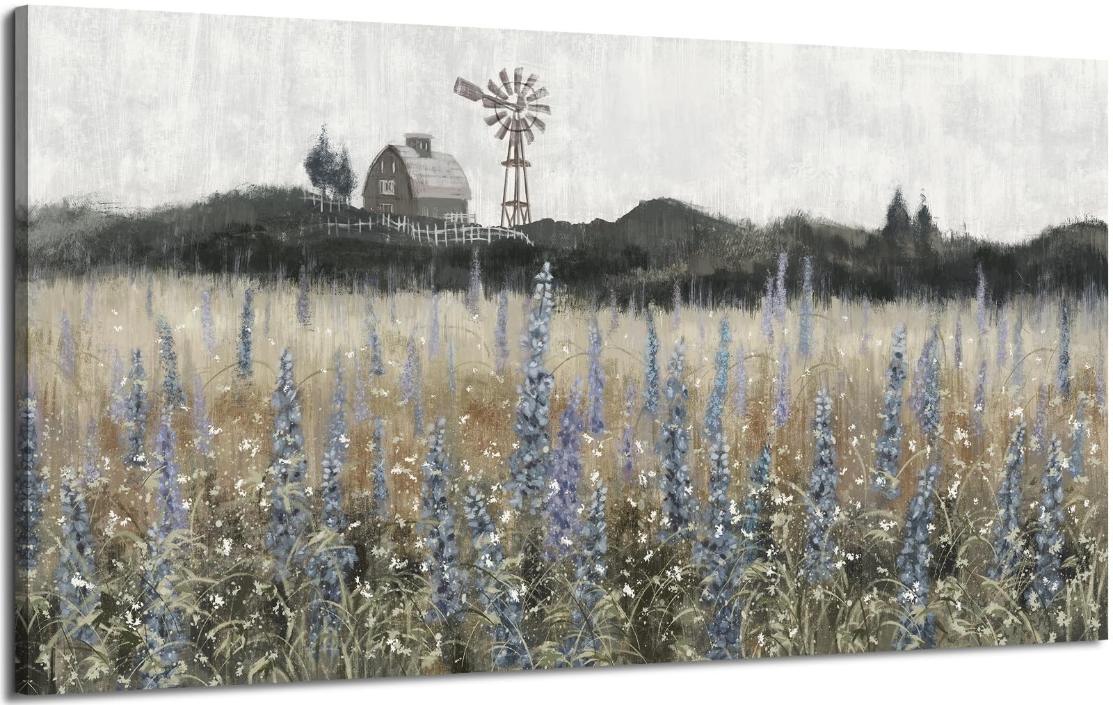 Large Wall Art for Living Room Vintage Farmhouse Decor Nature Wildflower Fiel…