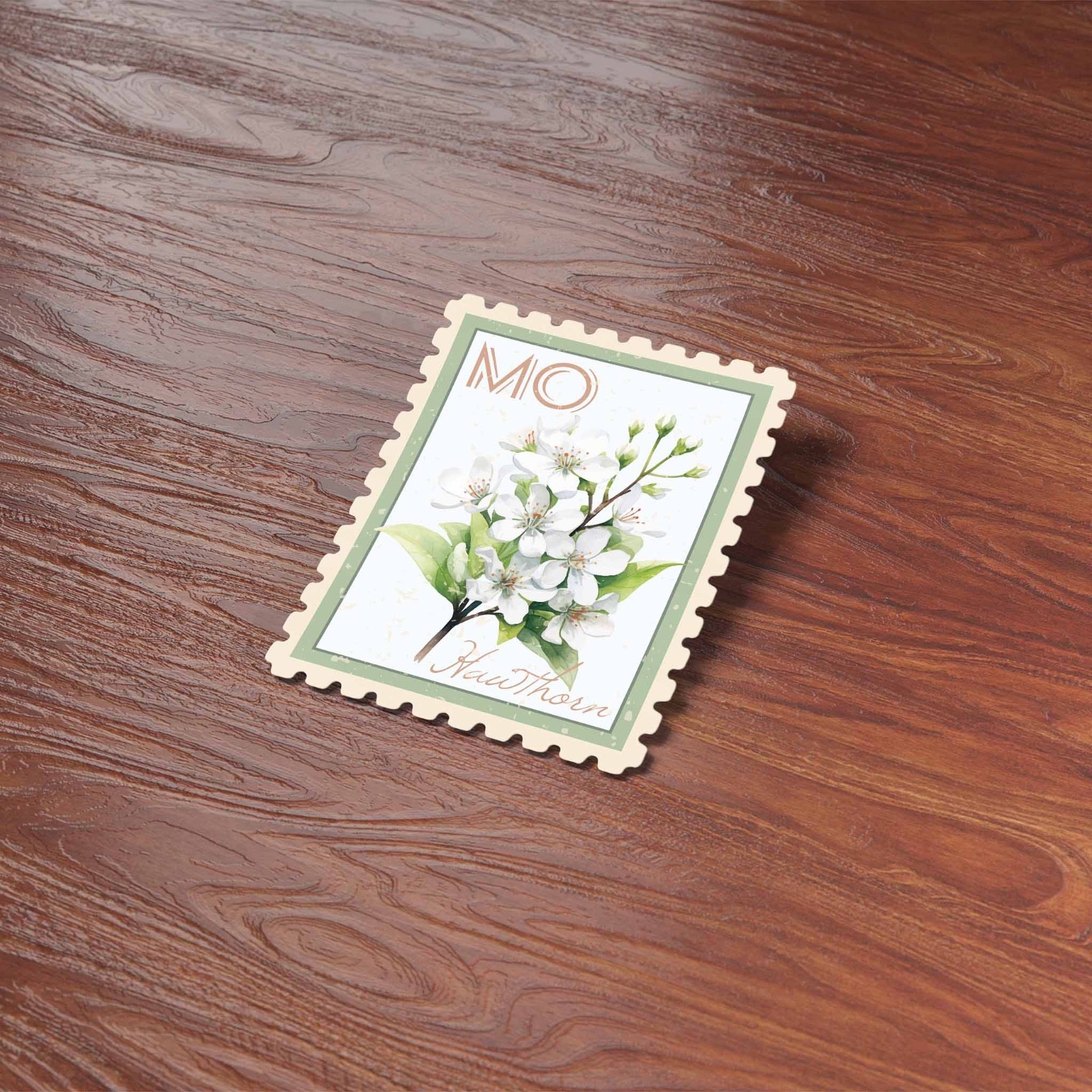 Missouri State Flower Hawthorn Sticker – MO Vintage Stamp Decal for Laptop