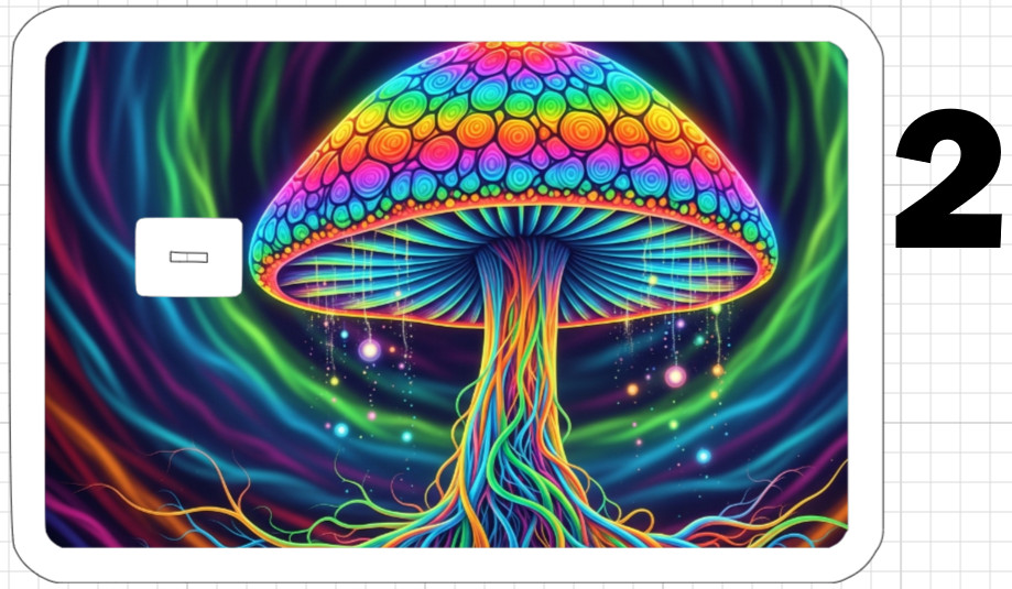 Acid Trip Magic Mushroom ATM Debit Credit Sticker Skin Trippy Retro Groovy Gift