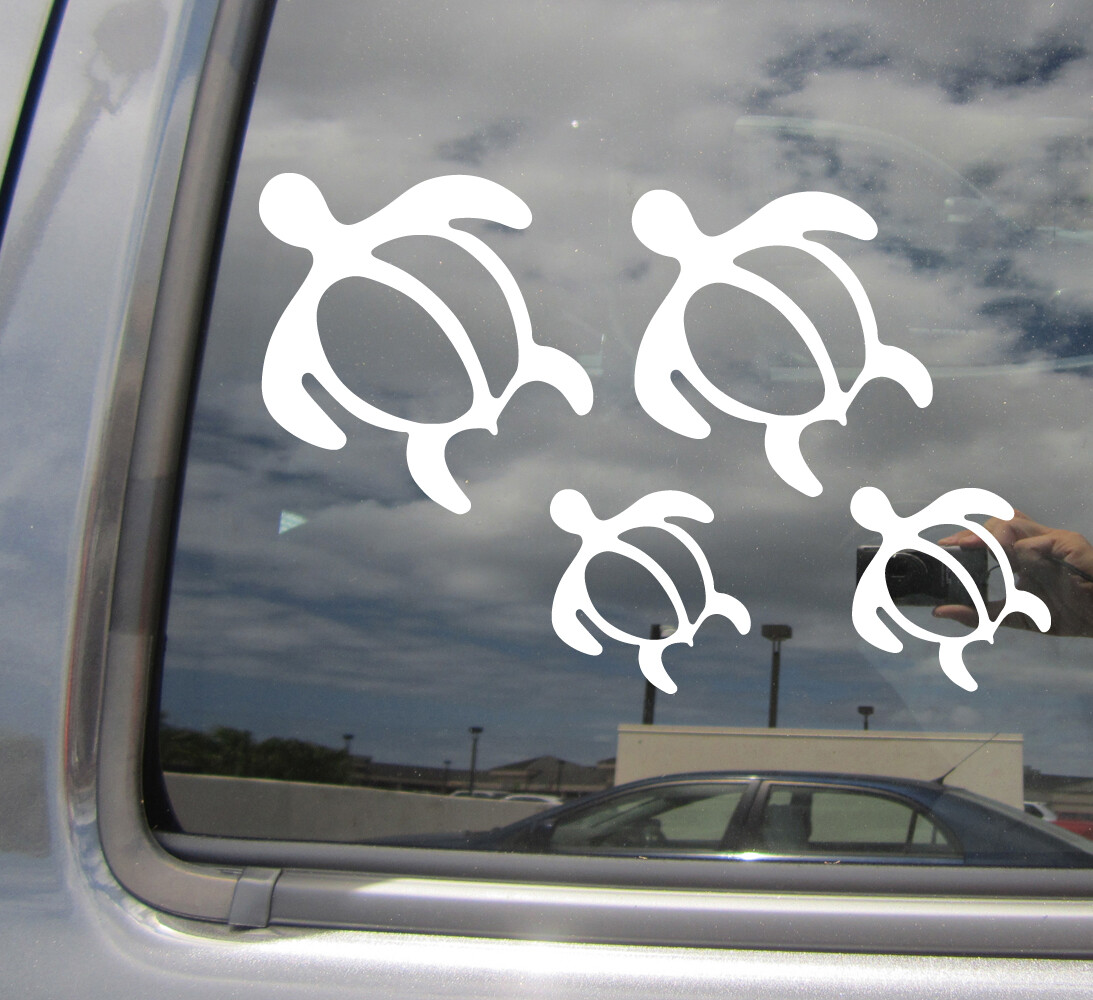 Honu Hawaiian Sea Turtle Family of 4 – Car Bumper Vinyl Decal Sticker 05038