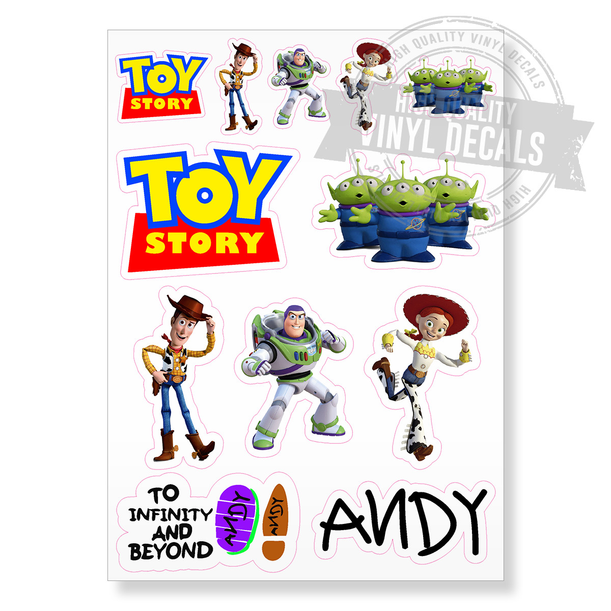 Toy Story Buzz Lightyear Woody Cartoon Kids A4 HQ Printed Vinyl Decal Sticker