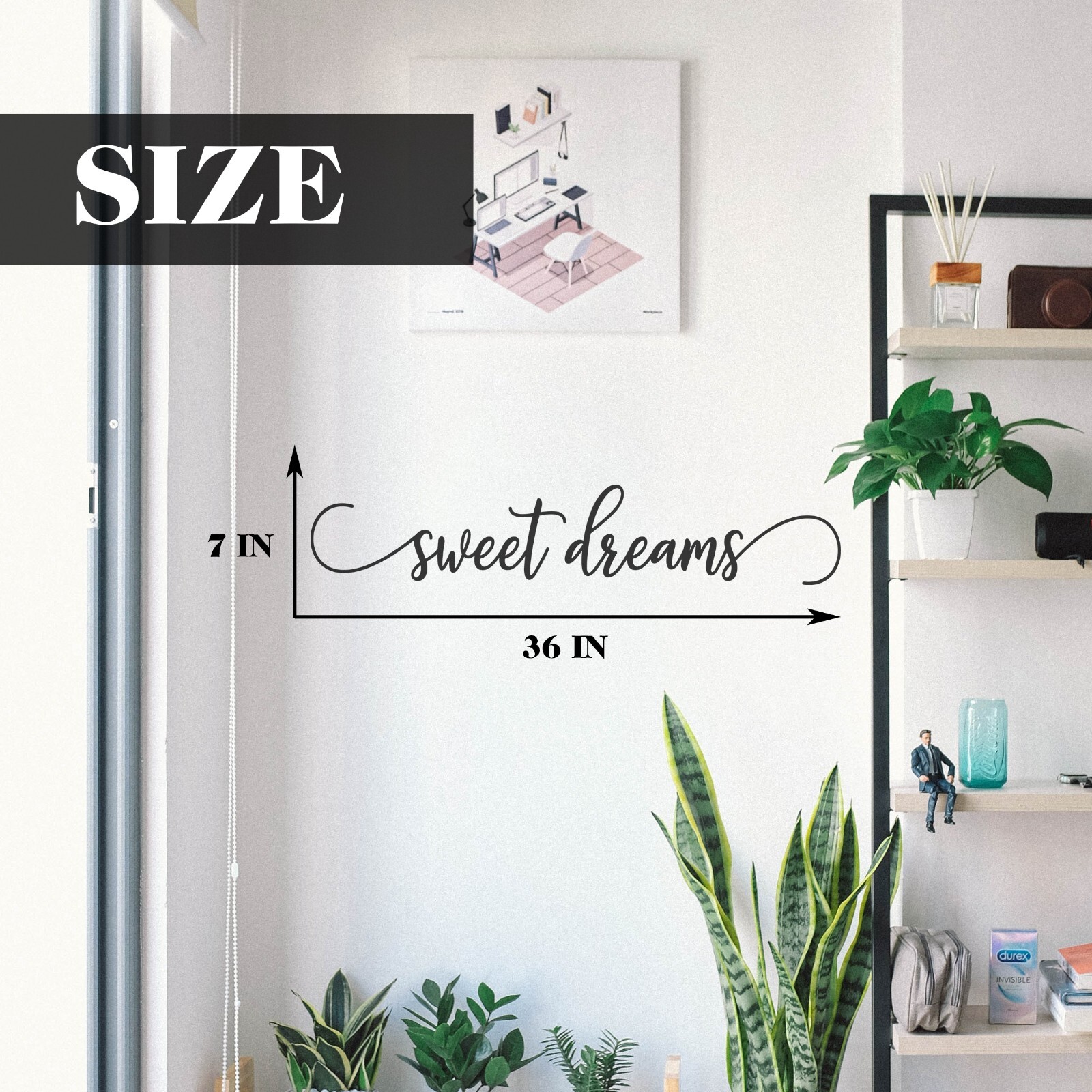 Sweet Dreams Wall Decal Sticker Quotes Over the Bed for Bedroom Vinyl Wall Art