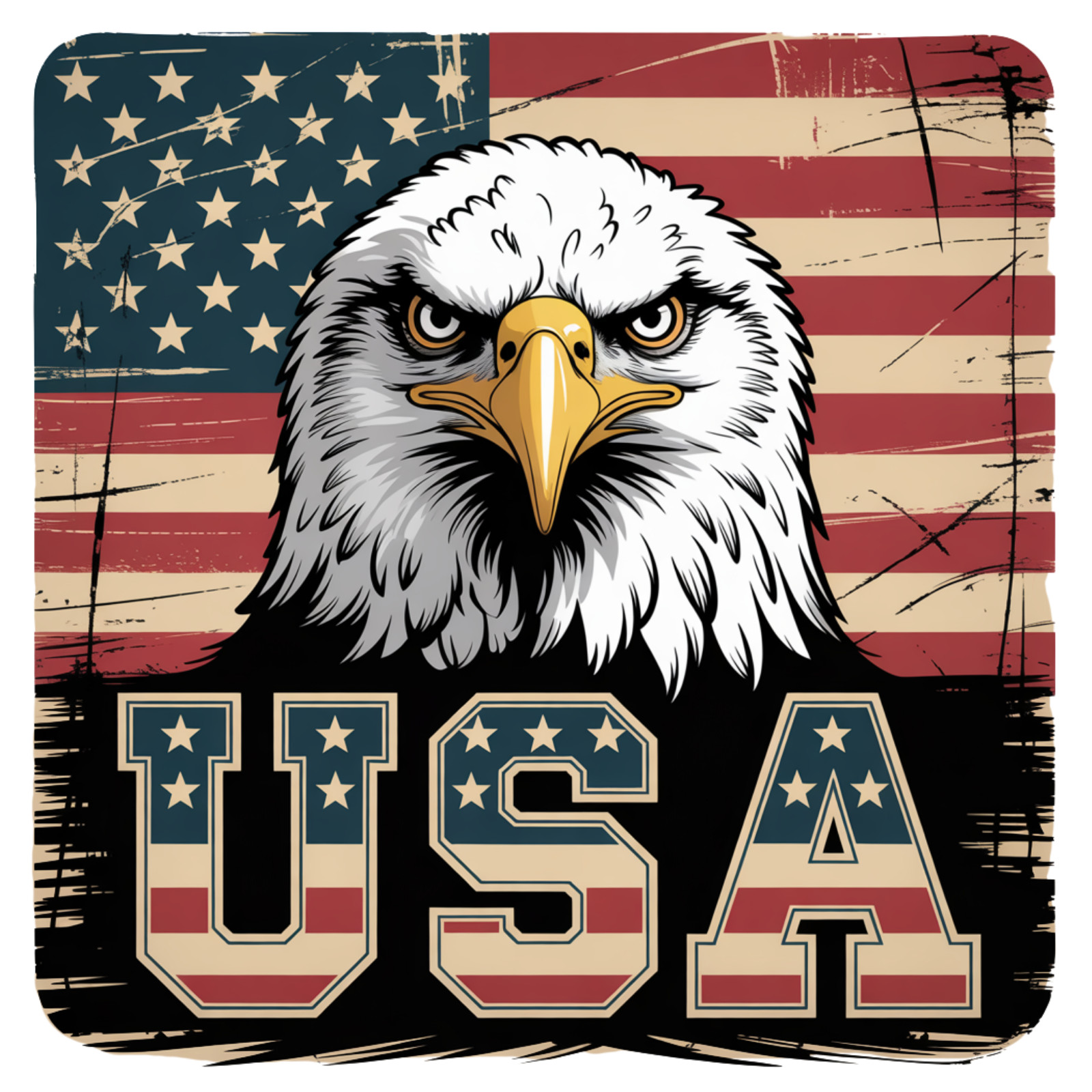 5 inch USA Bald Eagle American Flag Vinyl Sticker Patriotic USA Eagle Decal