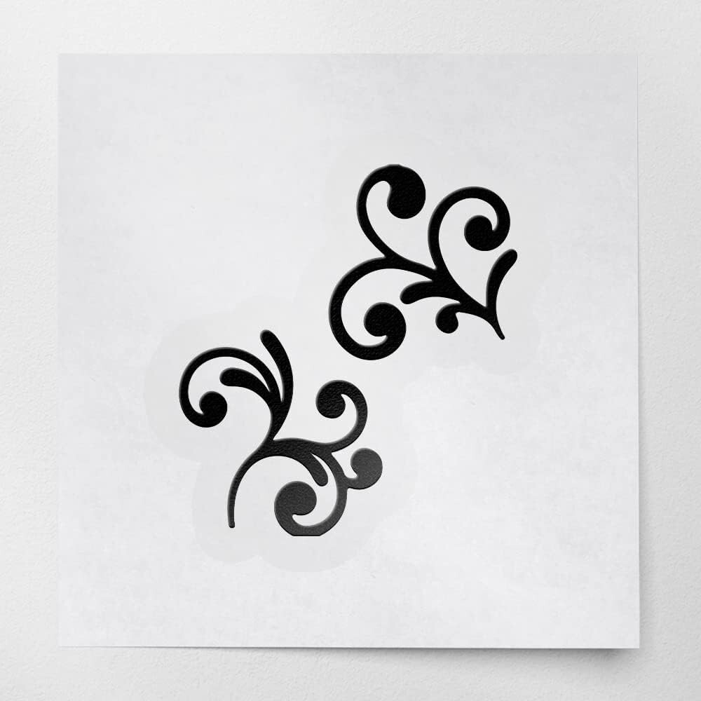 Decal Stickers Artisan Floral Swirl Set of 2 Black Waterproof Vinyl small 3×3