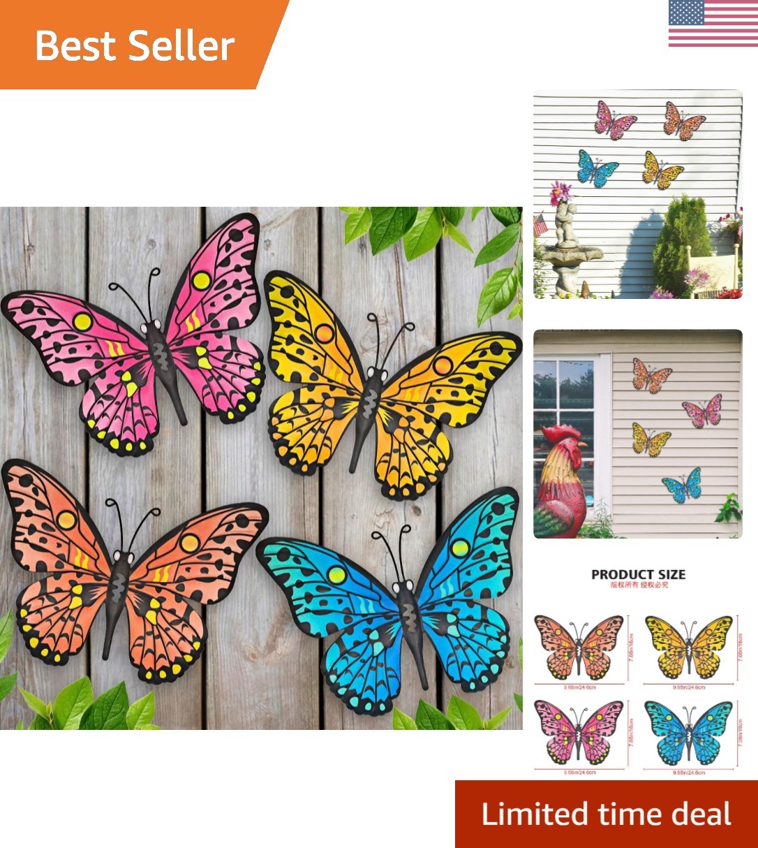 Beautiful 9.6” Hanging Butterfly Wall Art – Perfect for Indoor and Outdoor Decor