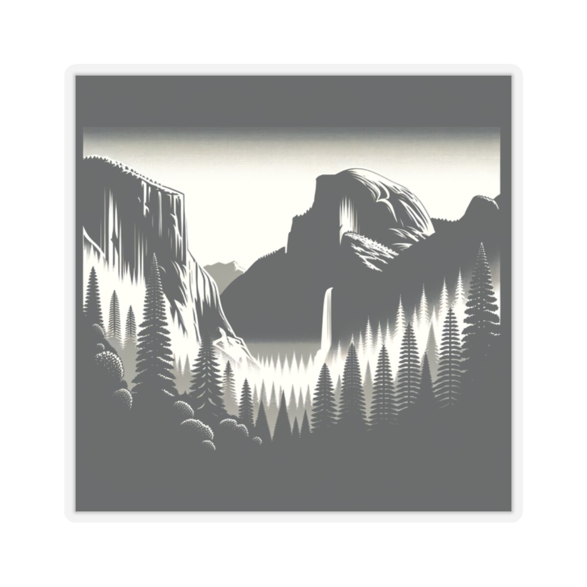 Sticker Yosemite Art Deco Poster Half Dome California 2×2" 3×3" 4×4" 6×6" Climb