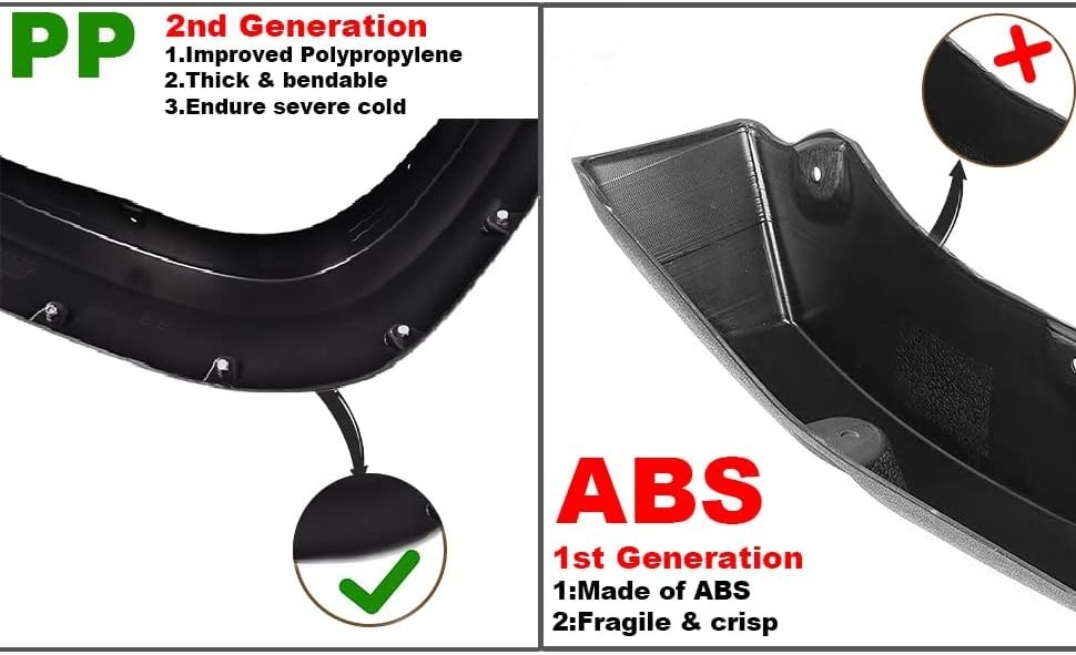 4Pcs Fender Flares Rugged Pocket Riveted Style for 2007-2013 GMC Sierra 1500