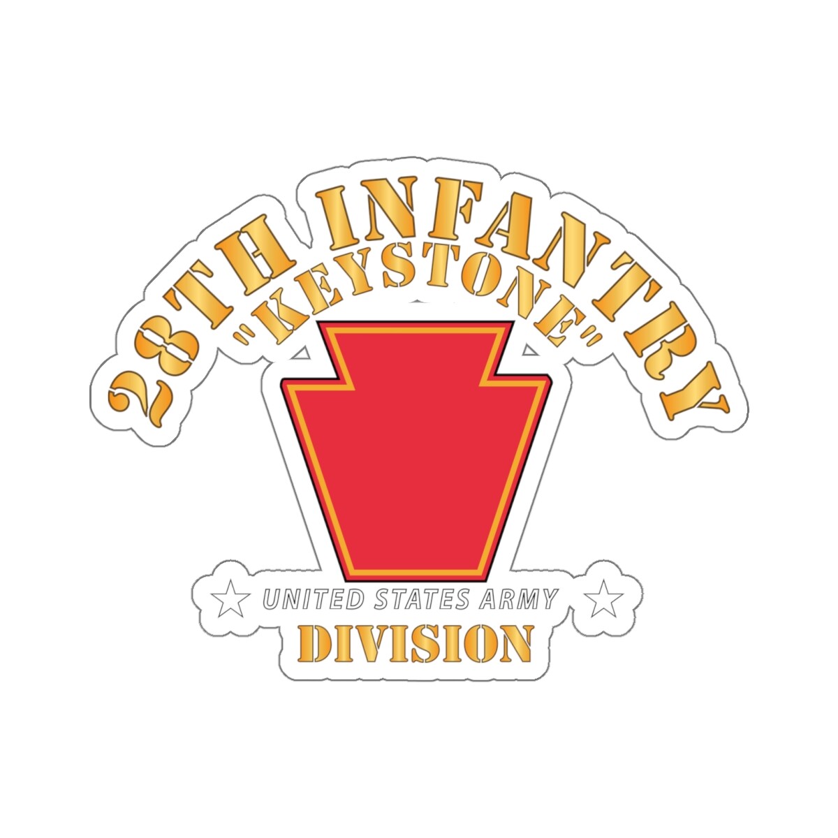 Kiss-Cut Stickers – Army – 28th Infantry Division – Keystone – SSI wo Stars