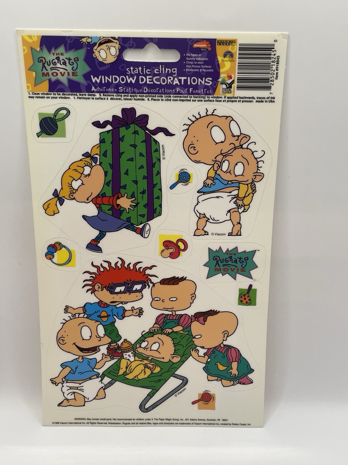 Vintage RUGRATS 1998 Nickelodeon Static Cling Window Decorations Tommie, Chuckie