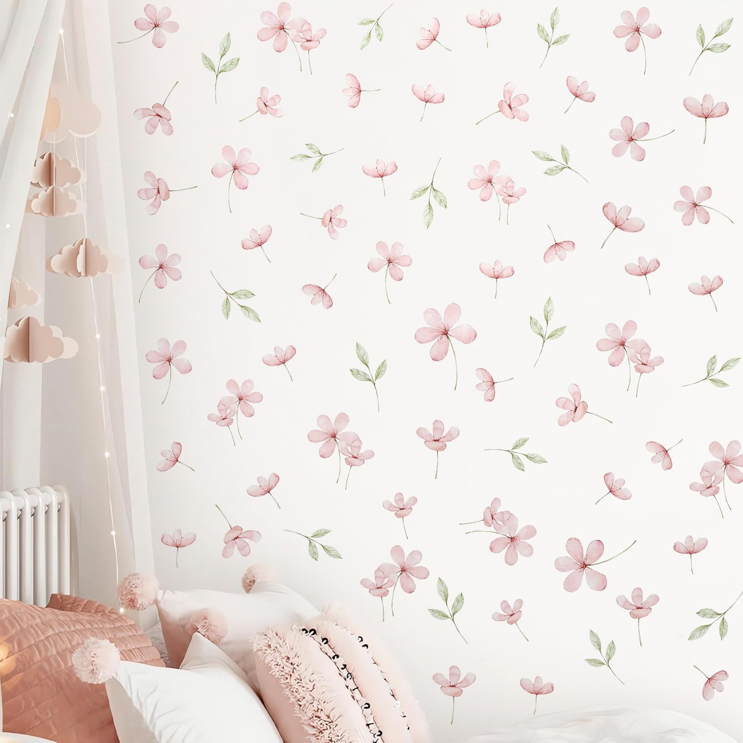 Watercolor Flower Wall Decals Peel and Stick 70 PCS Floral Wall Stickers | Flowe