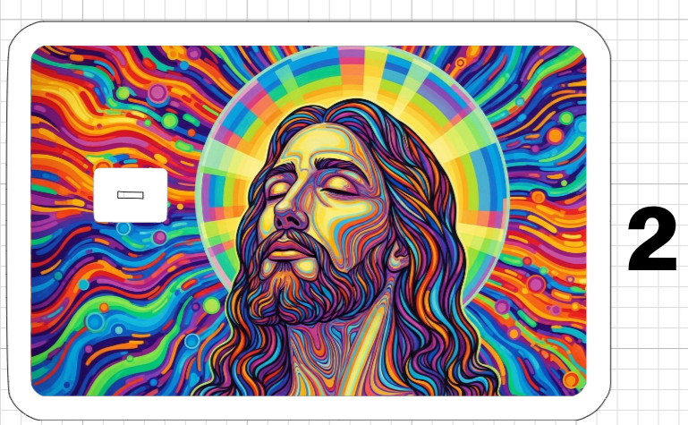 Jesus Christ Psychedelic ATM DEBIT CREDIT CARD Skin Sticker God Bible Groovy USA
