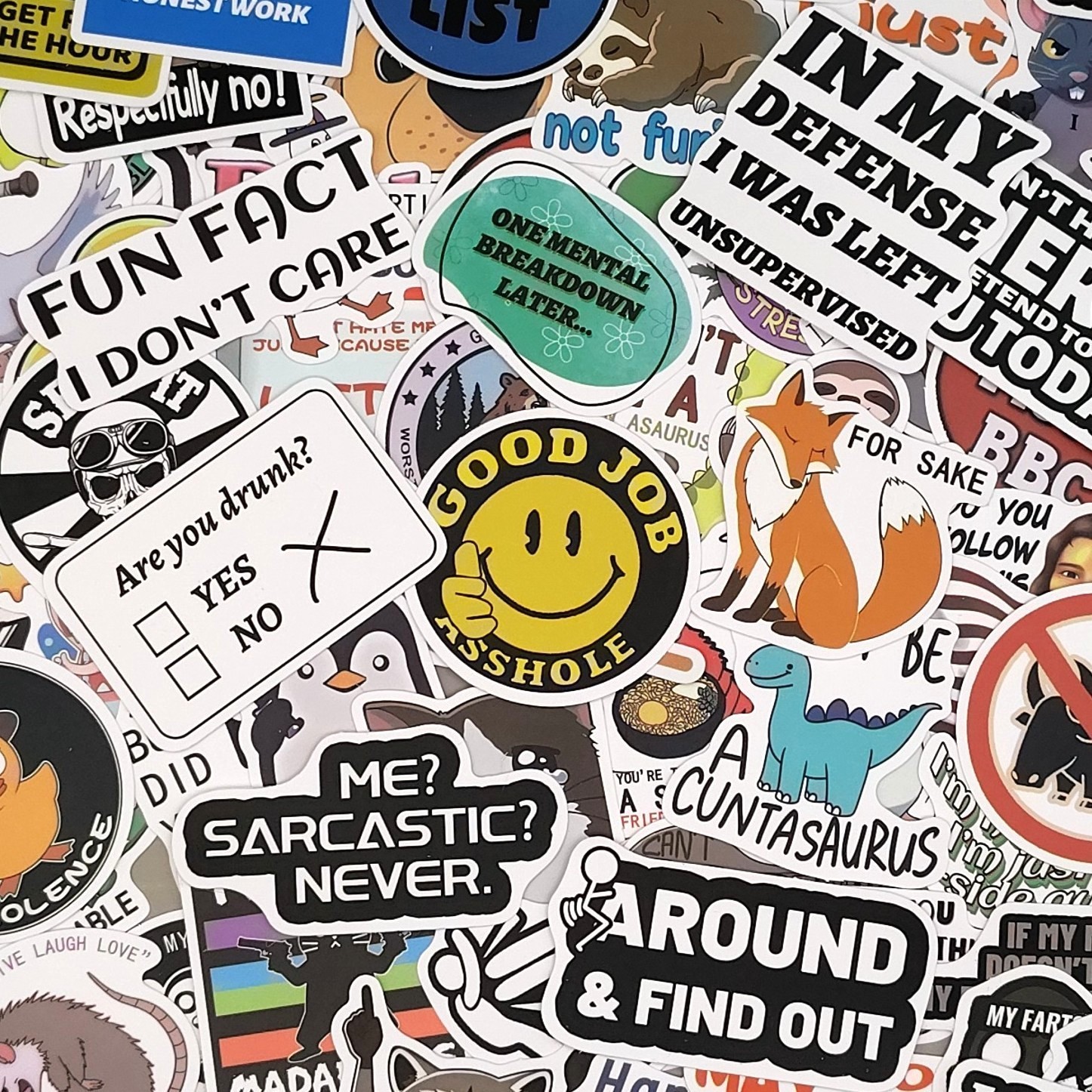 100 Pcs Sarcastic Office Work Humor Stickers Coworker Gift Vinyl Decal Lot
