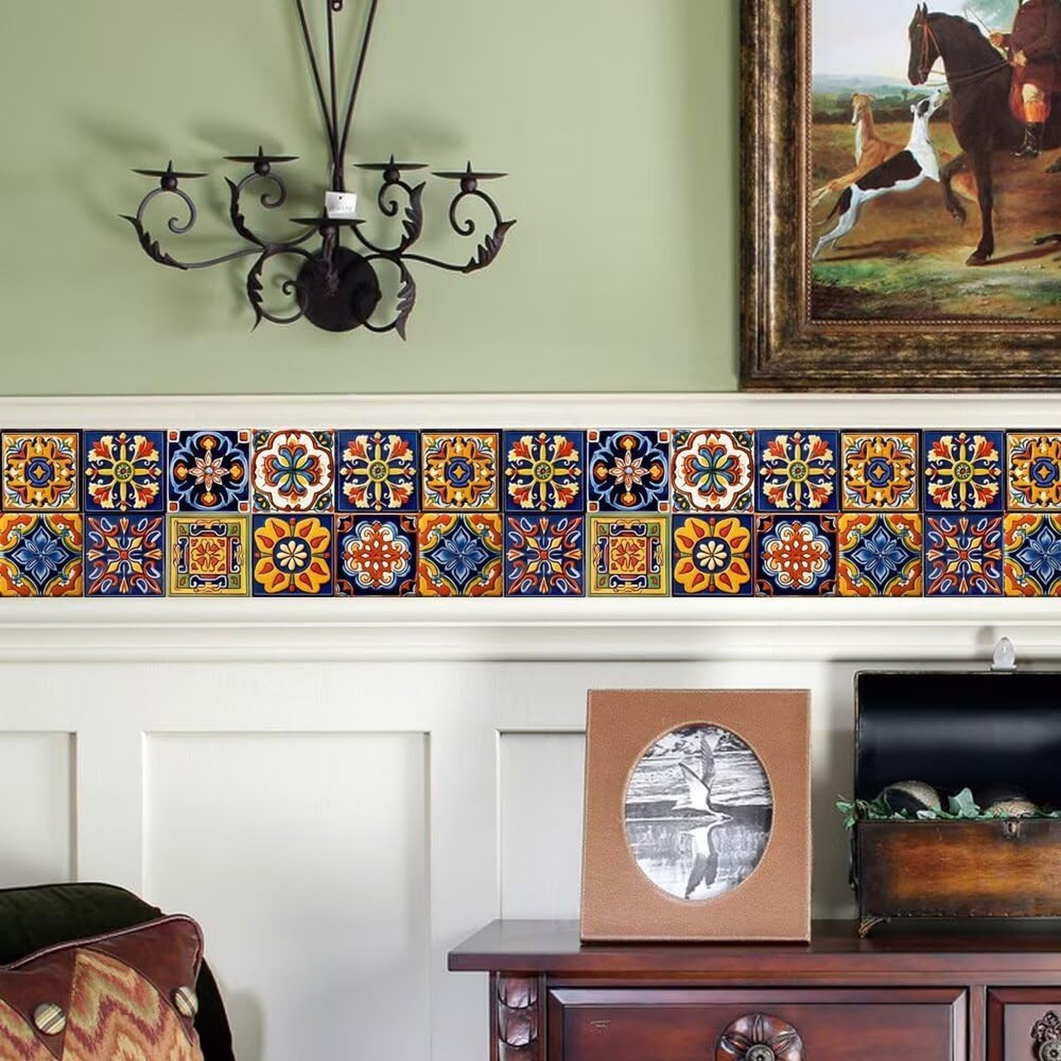 24 PCS Moroccan Boho Tile Stickers Peel and Stick 4×4 Inch, Waterproof Vinyl …