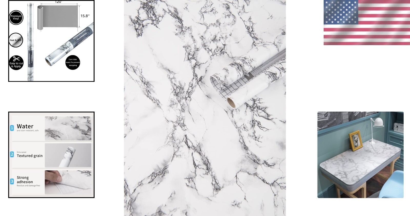 15.8"x120" Art Deco Marble Self-Adhesive Wallpaper – Elegant Home Transformation
