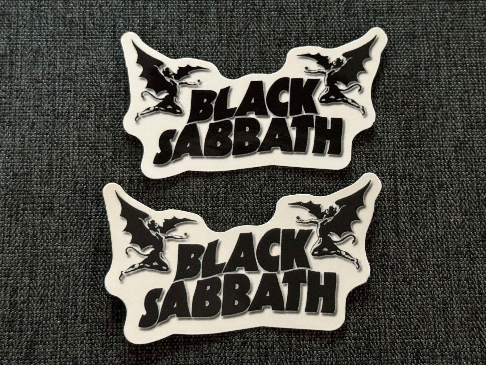 Lot (2) BLACK SABBATH 1 1/2" x 2 3/4" Band STICKERS Black White FAST! FREE SHIP!