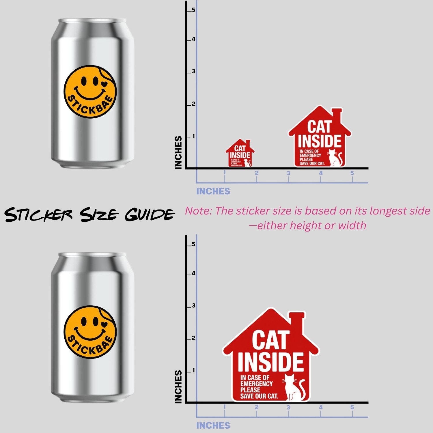 4pcs Cat Inside Emergency Stickers – Waterproof Pet Alert Door & Window Decals