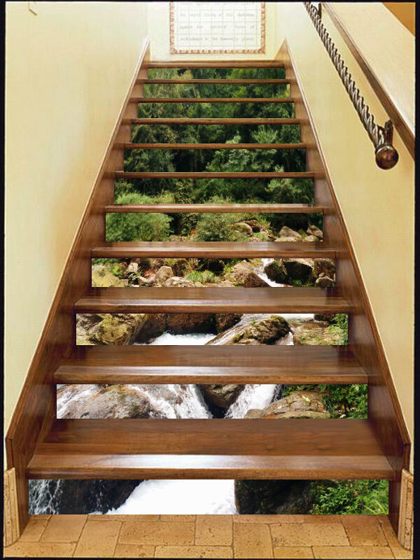 3D Forest Creek AZ057 Stair Risers Decoration Mural Vinyl Wallpaper Kay