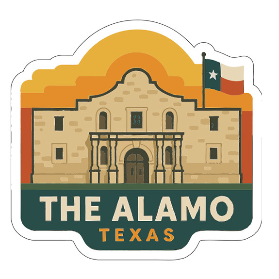 Alamo Texas Sticker Decal Vinyl Die-Cut Symbolic Landmark Design
