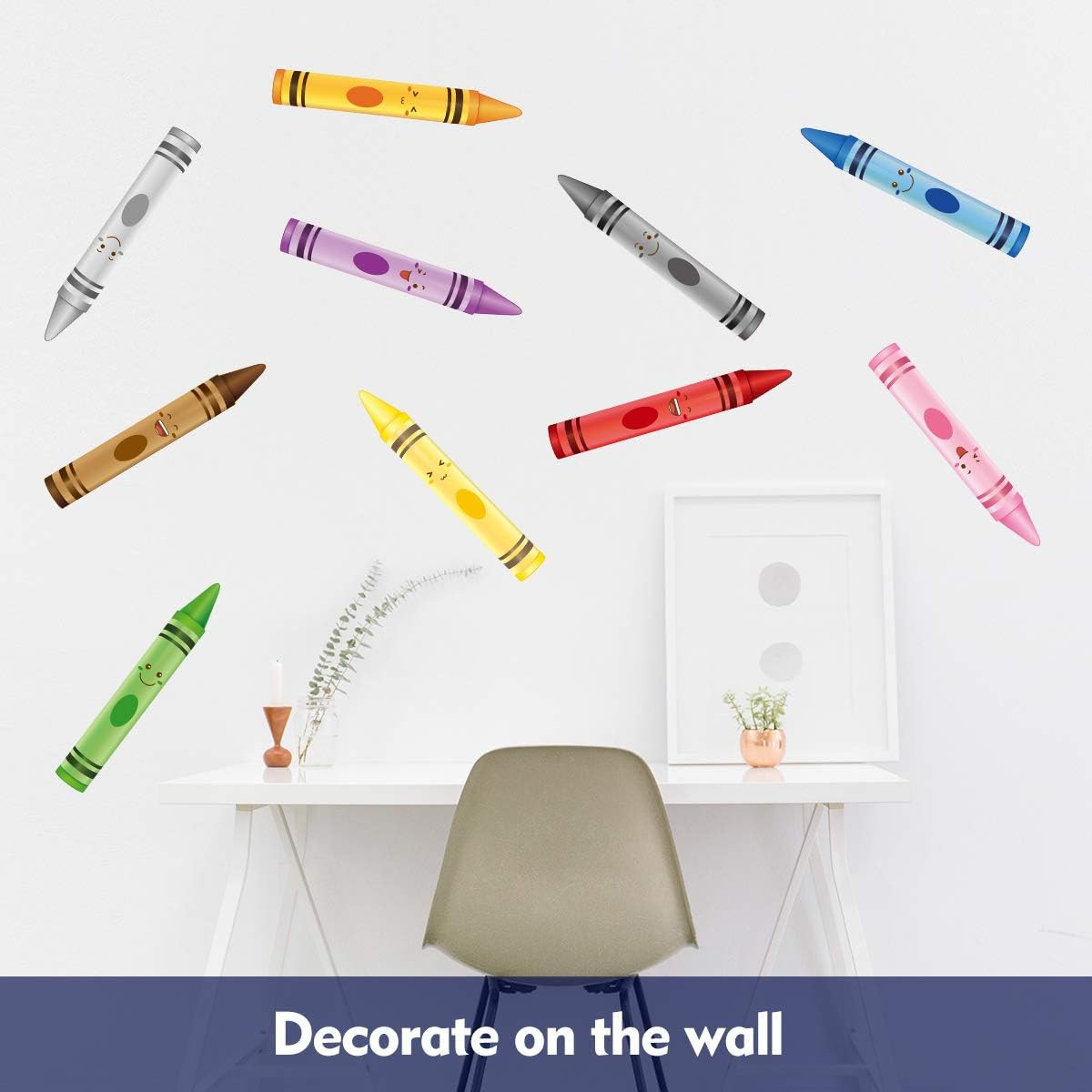 Crayon Wall Decals 10 Color Sticker for Classroom Decoration | Crayon Wall Decor