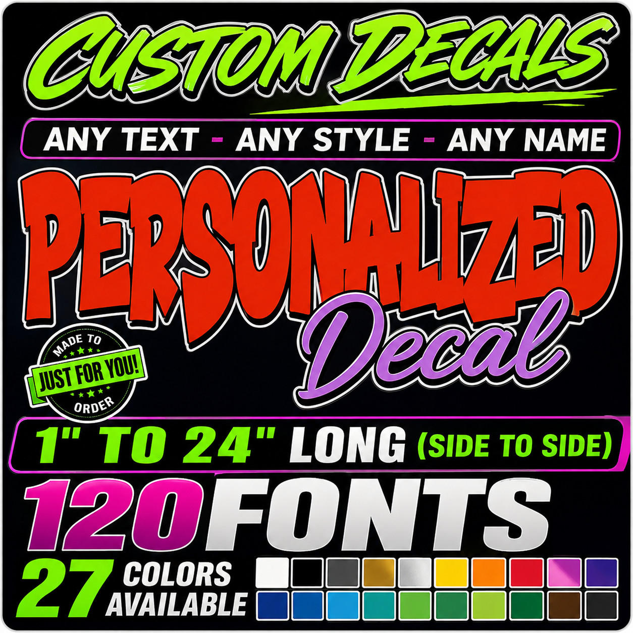 Custom Vinyl Decal Sticker Personalized Text Lettering Car Truck Window Wall