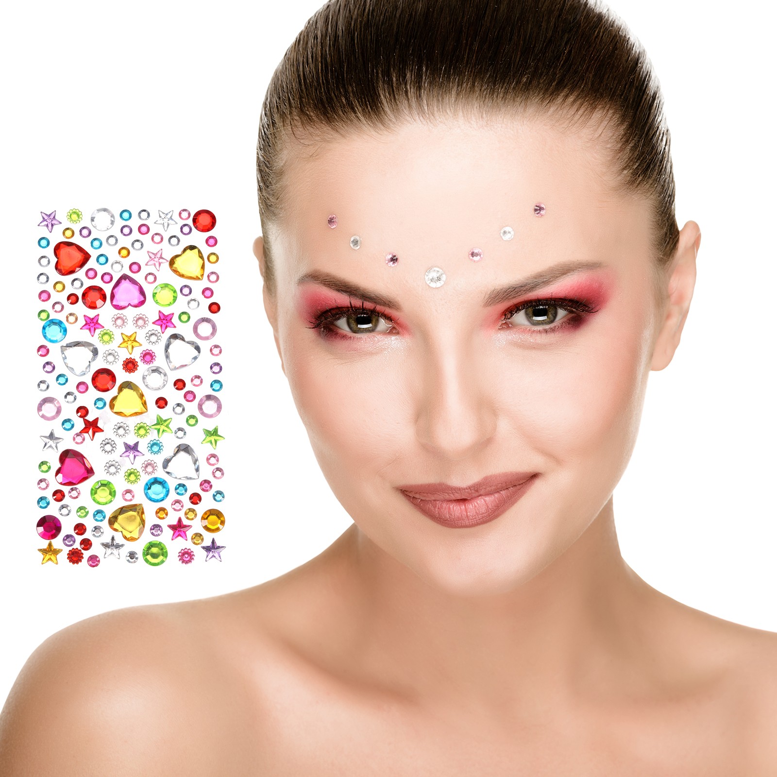 600Pcs Gems Stickers for Crafts, 5 Sheet Circular Rhinestone Stickers,Multicolor