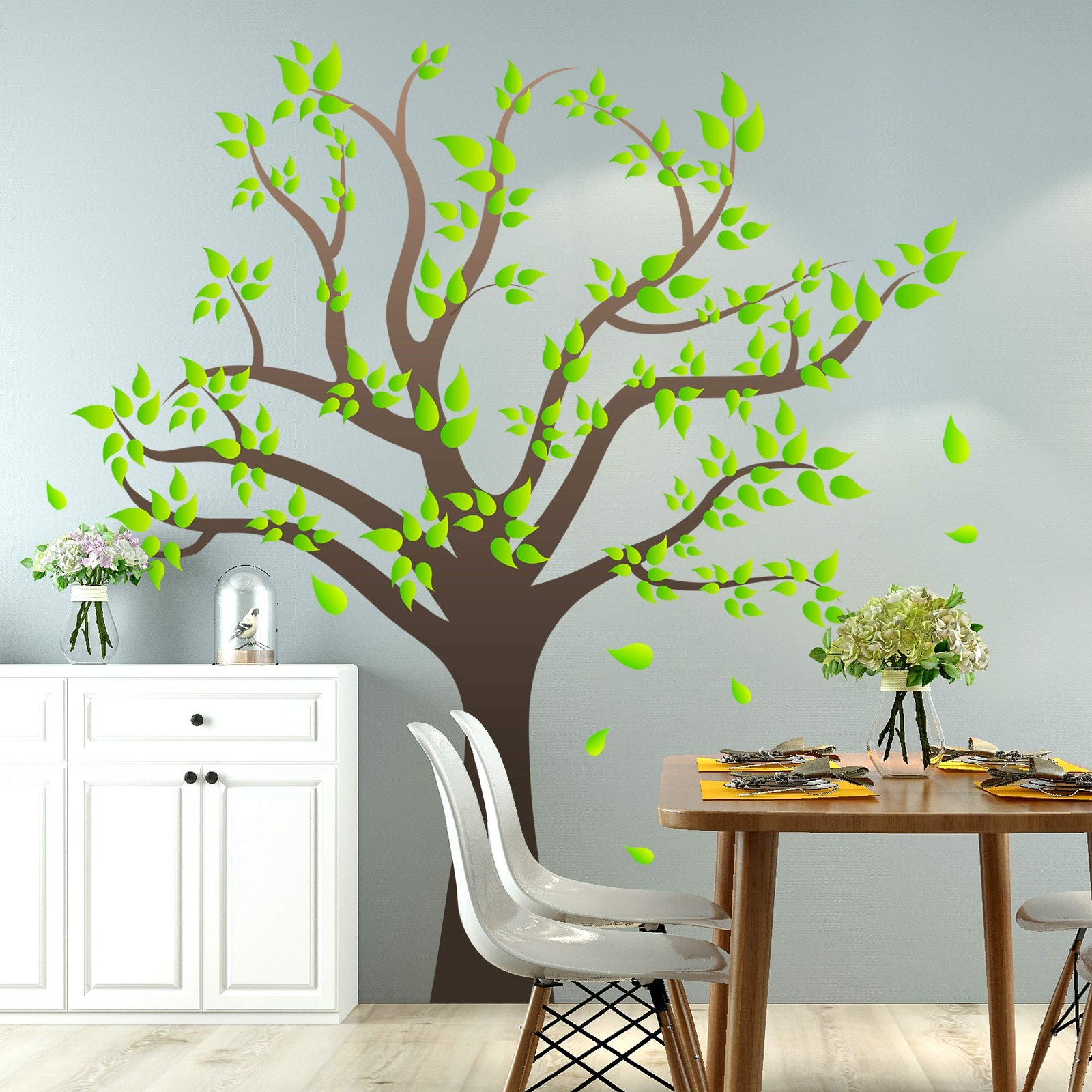 Amaonm Removable Cartoon Giant Brown Tree Wall Decals DIY Leaves Wall Sticker…