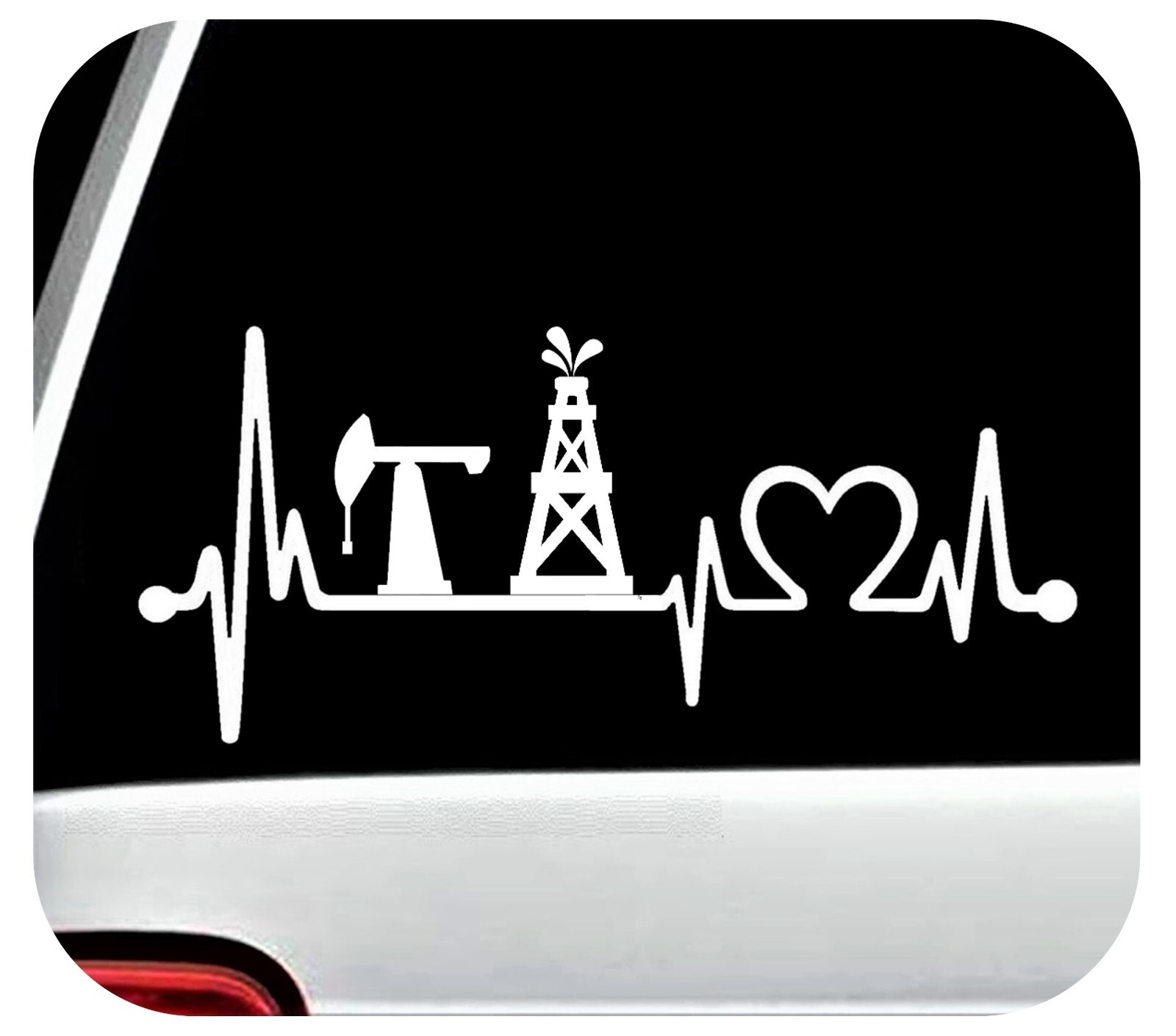 Oilfield Pumpjack Oil Rig Decal Sticker | Pumpjack Heartbeat Decal Sticker BG889